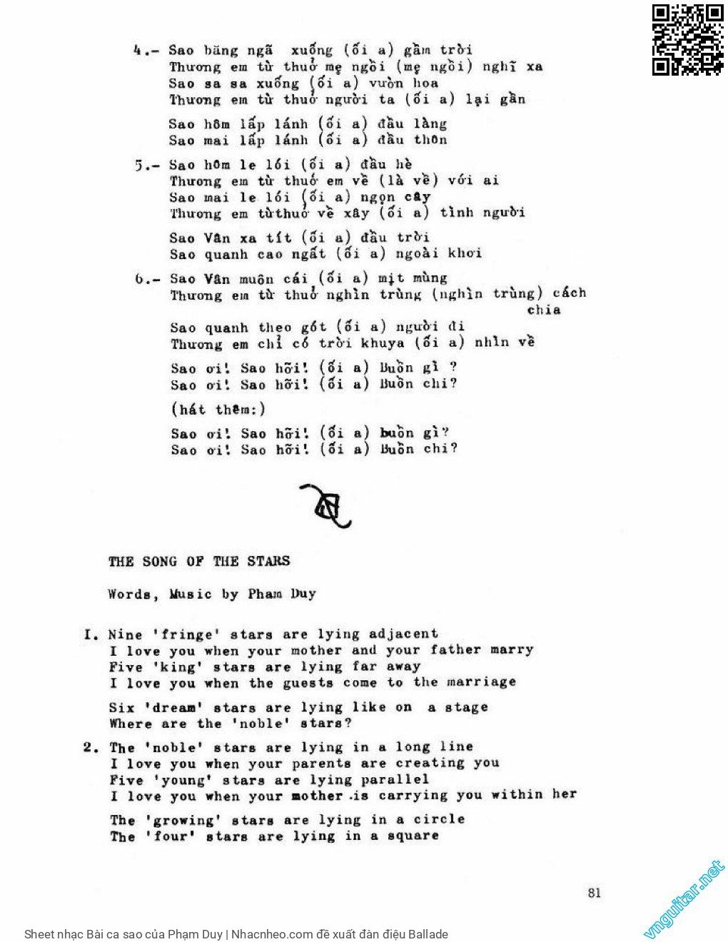 Page 2 of Sheet music PDF Bài ca sao - Phạm Duy