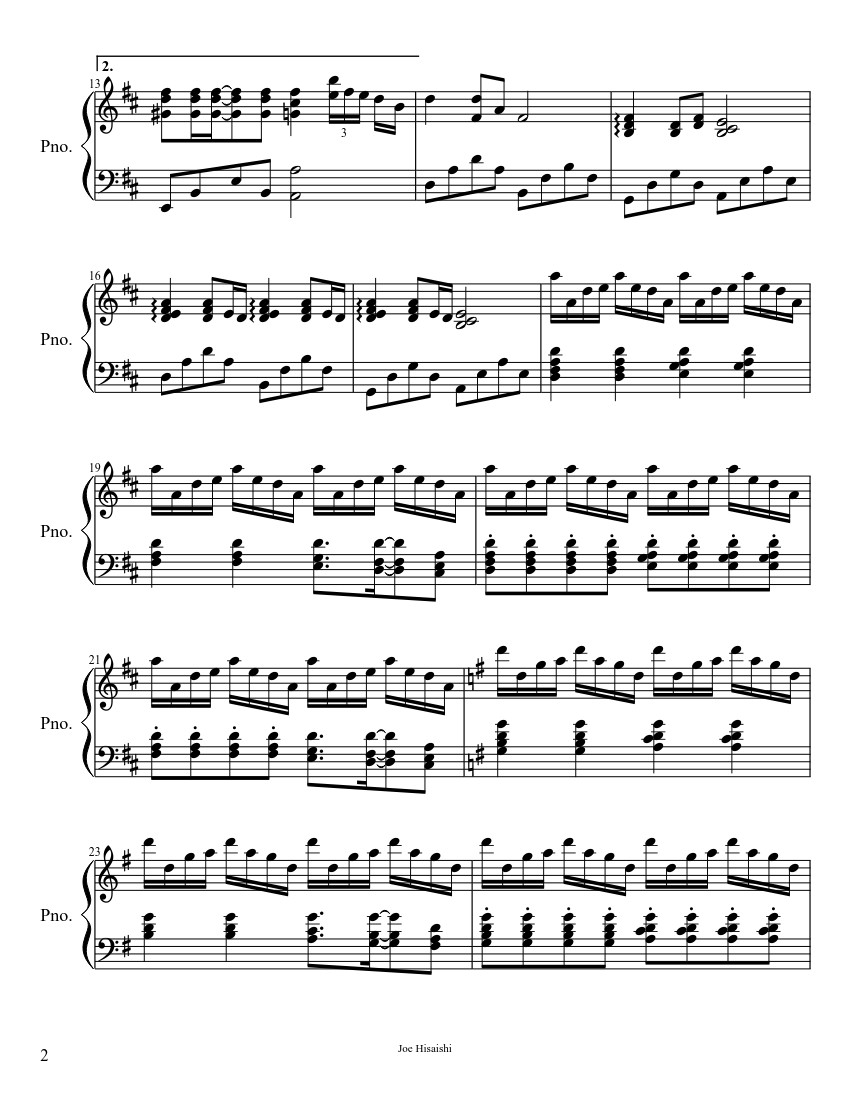 Page 2 of Sheet music PDF Summer (Joe Hisaishi) Sheet Piano - Joe Hisaishi