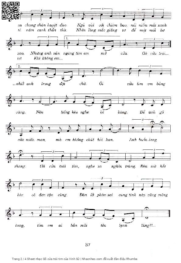 Page 2 of Sheet music PDF Gõ cửa trái tim - Vinh Sử