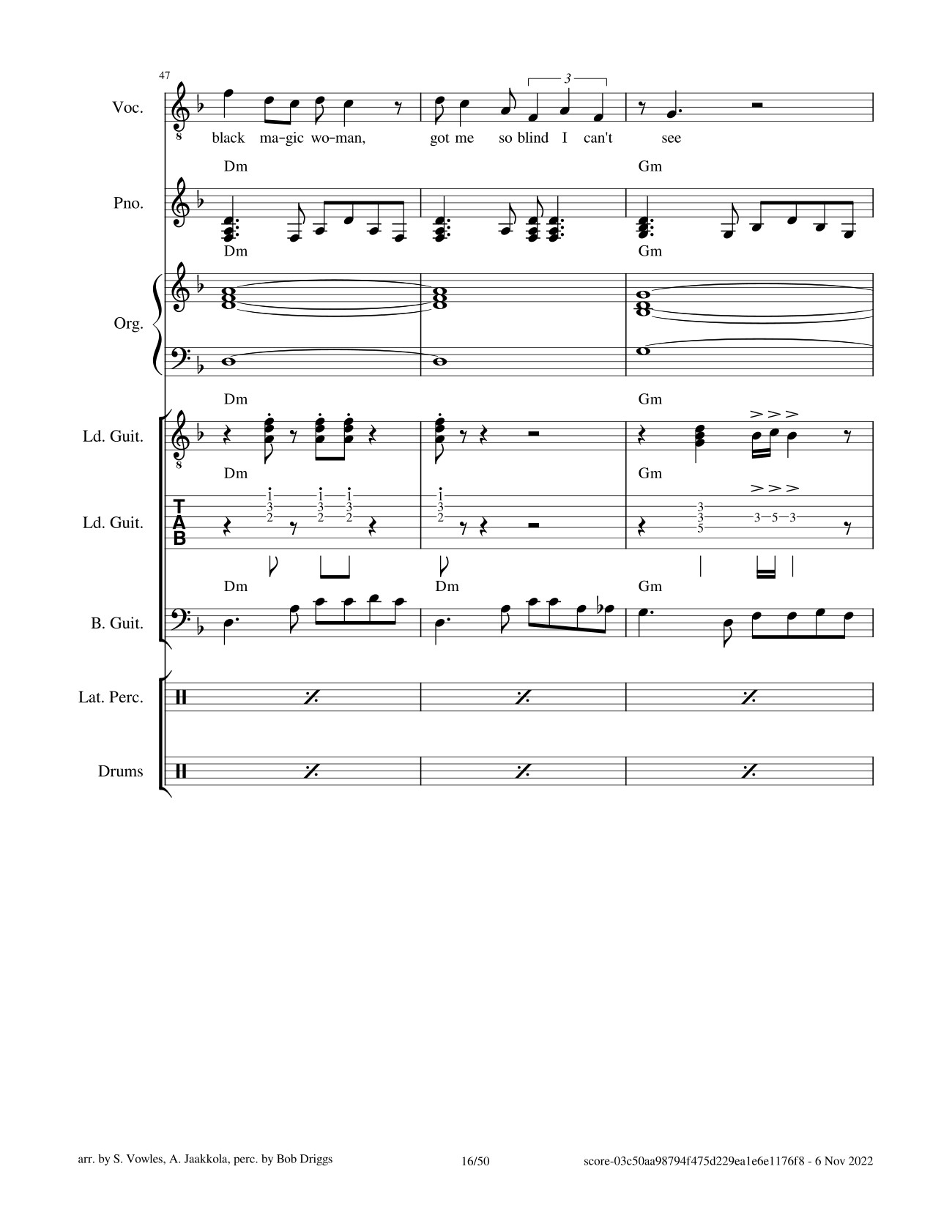 Page 16 of Sheet music PDF Black Magic Woman Sheet Guitar Lead, Bass, Organ - Santana