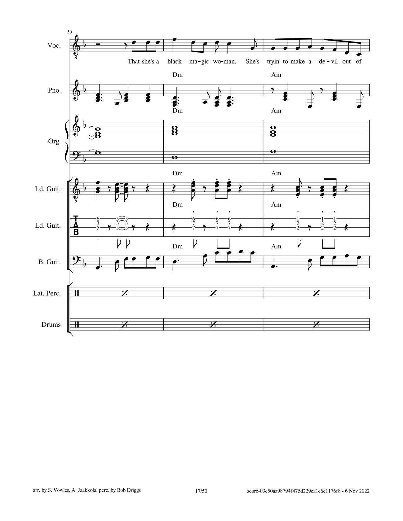 Page 17 of Sheet music PDF Black Magic Woman Sheet Guitar Lead, Bass, Organ - Santana