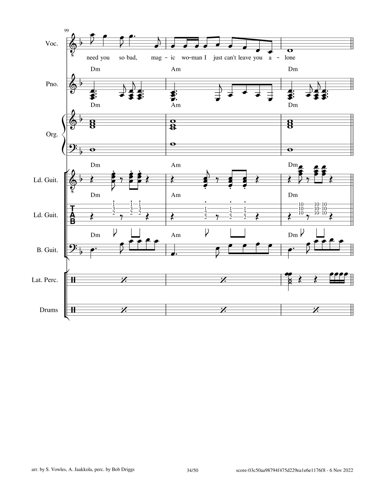 Page 34 of Sheet music PDF Black Magic Woman Sheet Guitar Lead, Bass, Organ - Santana