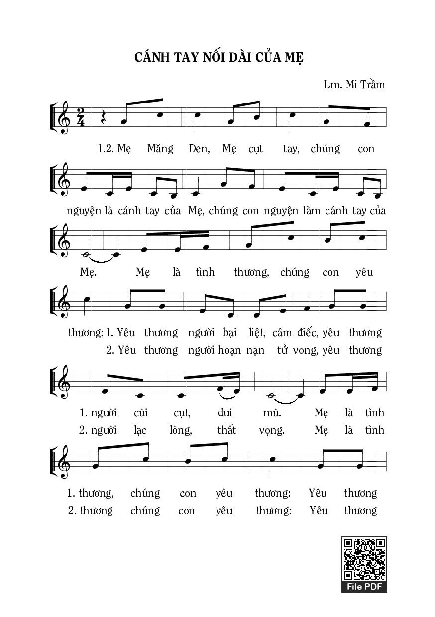 Sheet PDF of Cánh Tay Nối Dài Của Mẹ