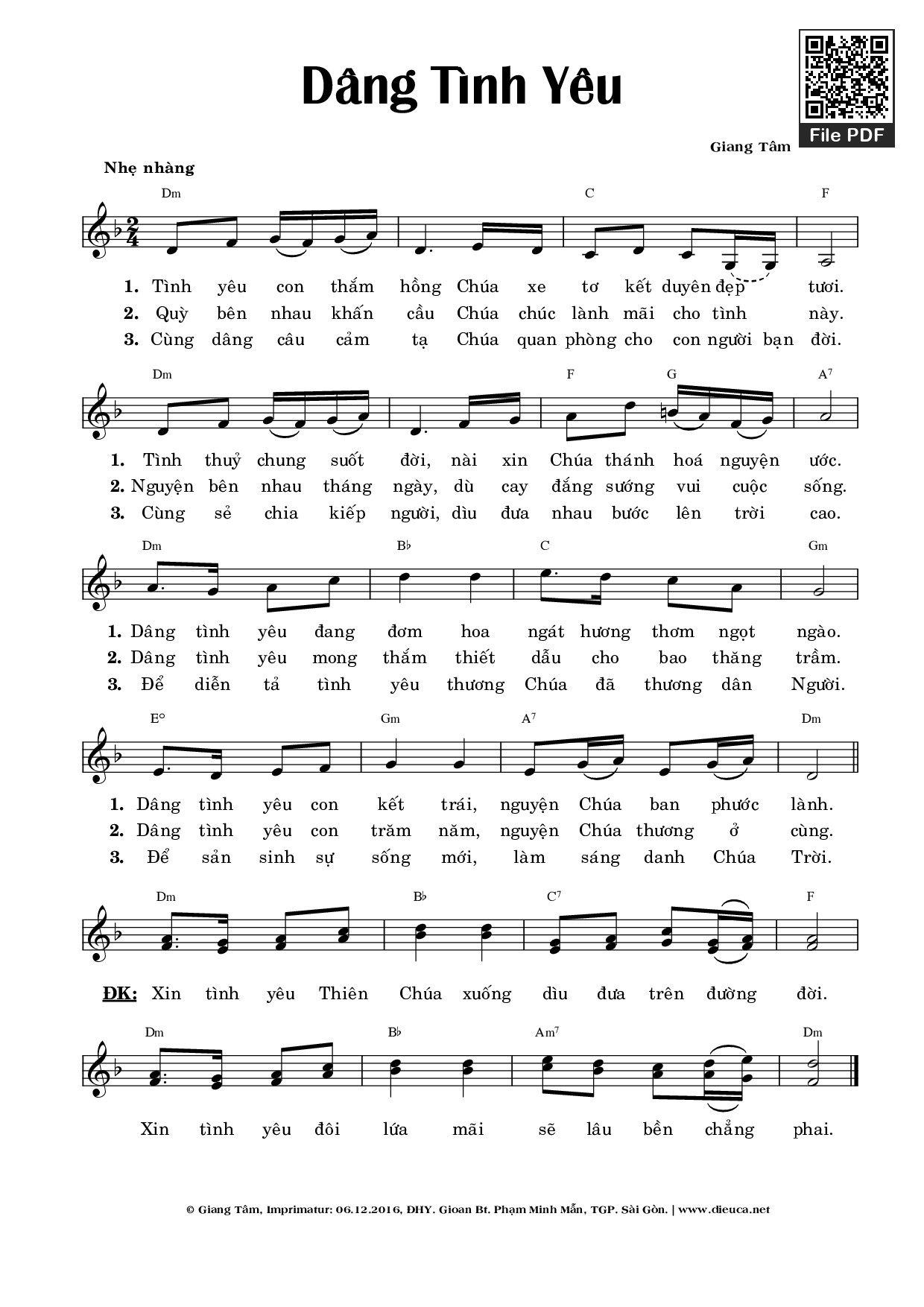 Sheet PDF of Dâng Tình Yêu