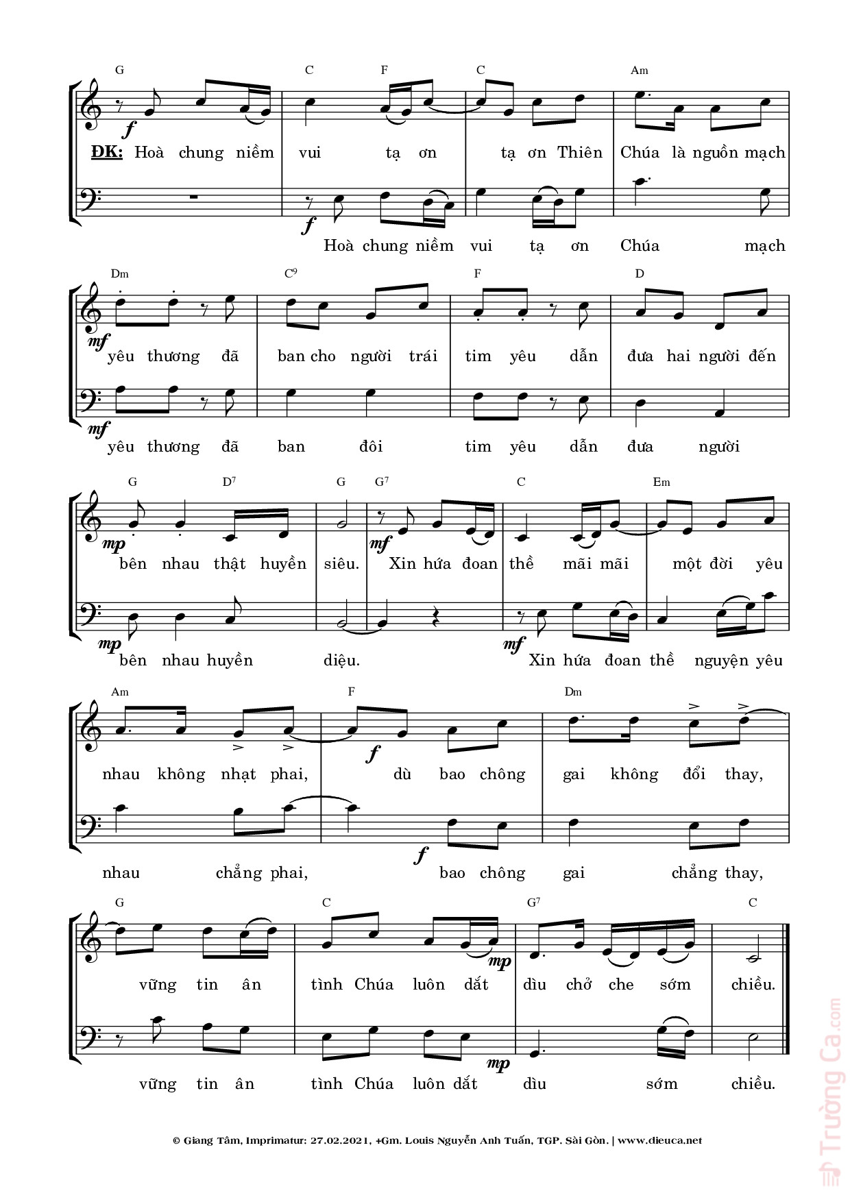 Page 2 of Sheet music PDF Tình Ca Hôn Ước - Giang Tâm