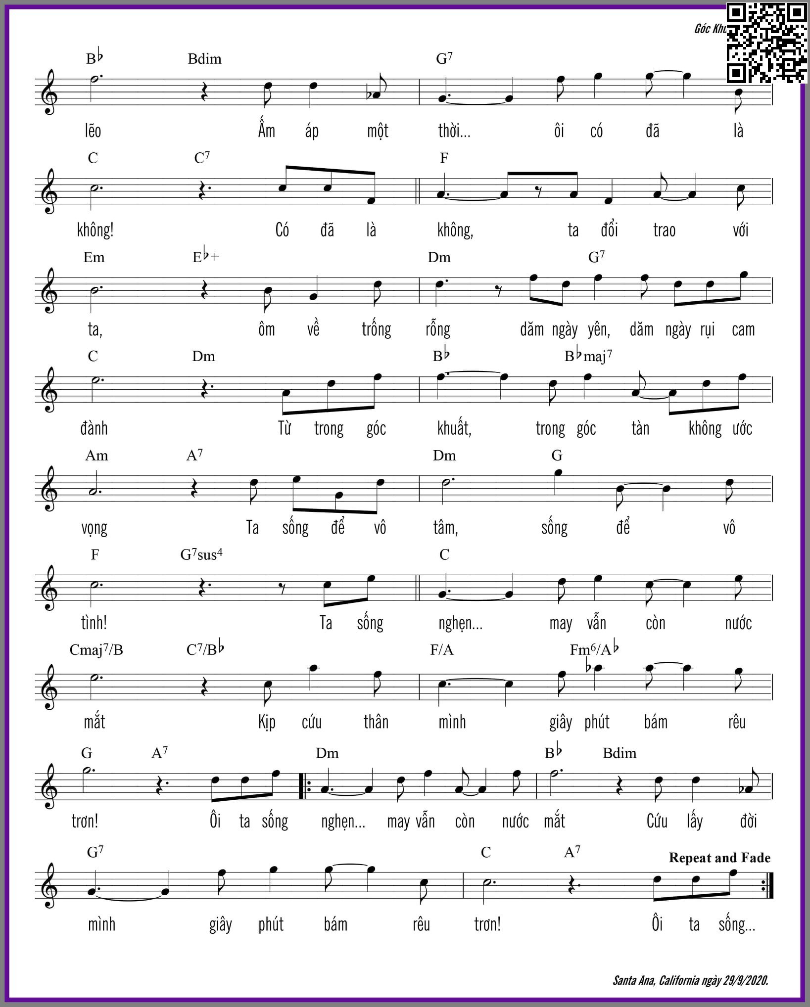 Page 2 of Sheet music PDF Góc khuất - Trần Duy Đức