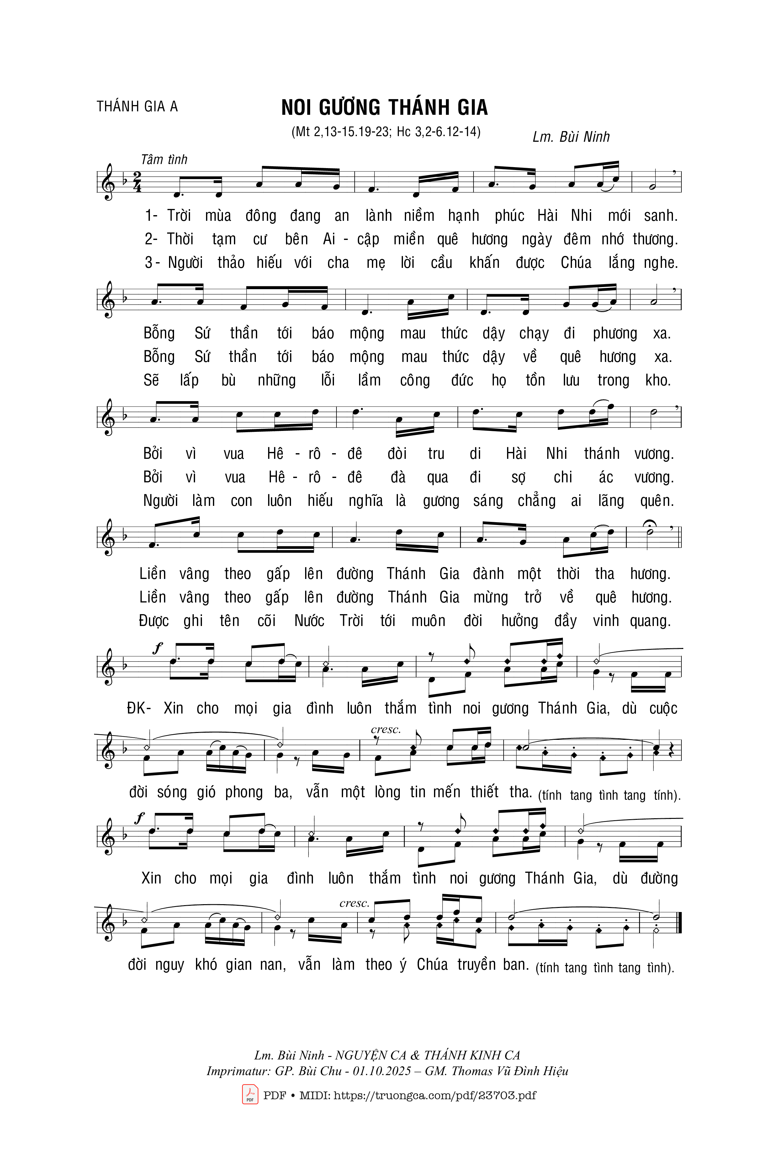 Sheet PDF of Noi Gương Thánh Gia