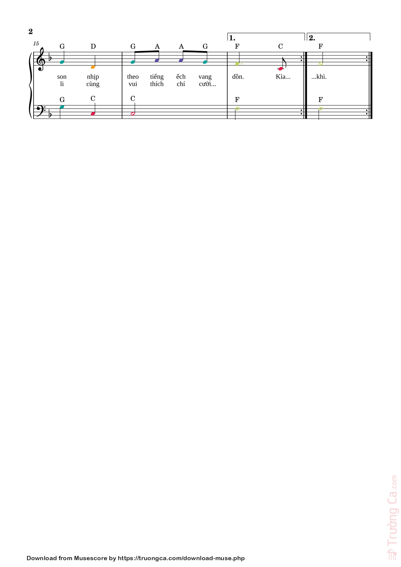 Page 2 of Sheet music PDF Chú ếch con Sheet Piano (easy) - Phan Nhân