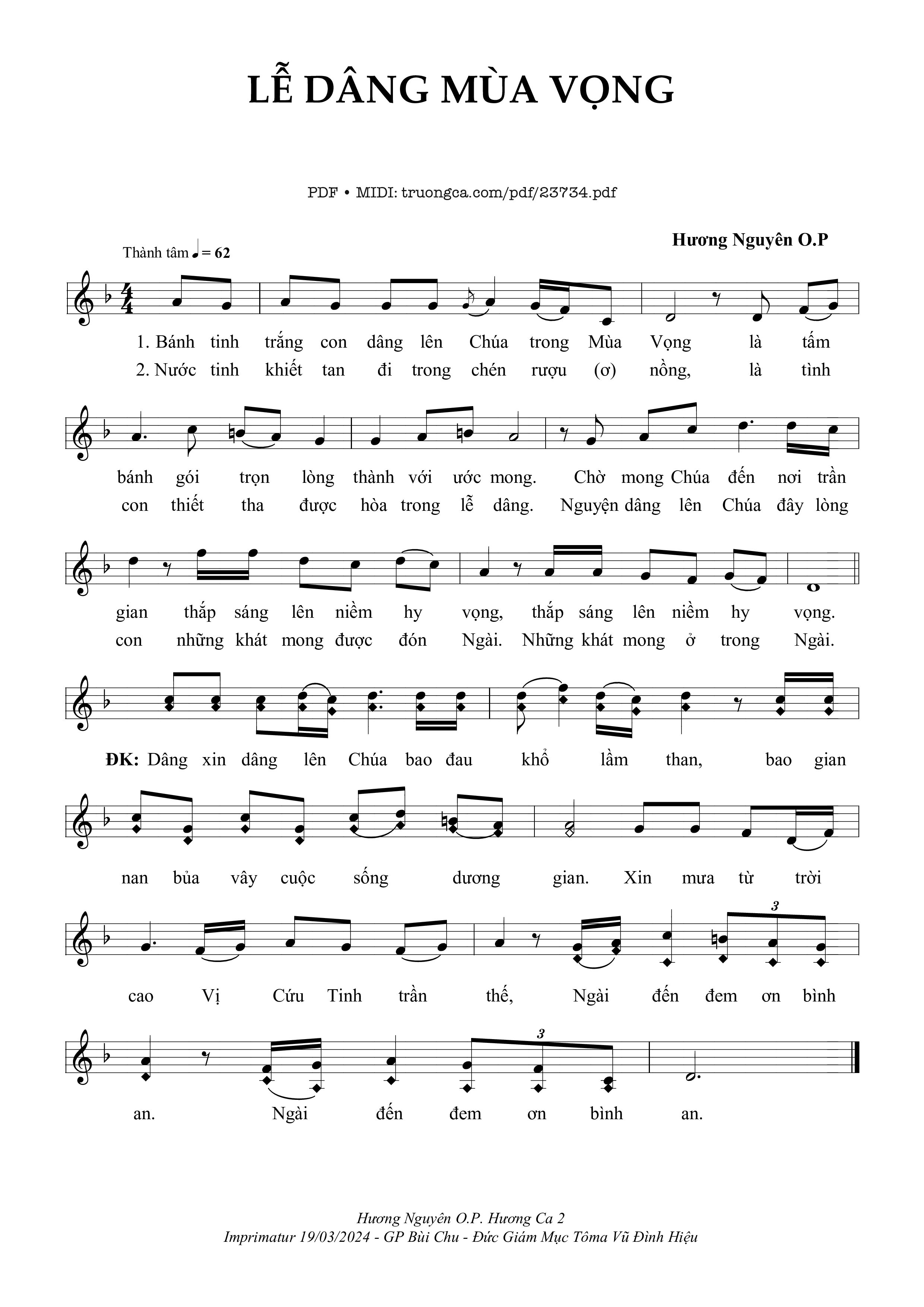 Sheet PDF of Lễ Dâng Mùa Vọng