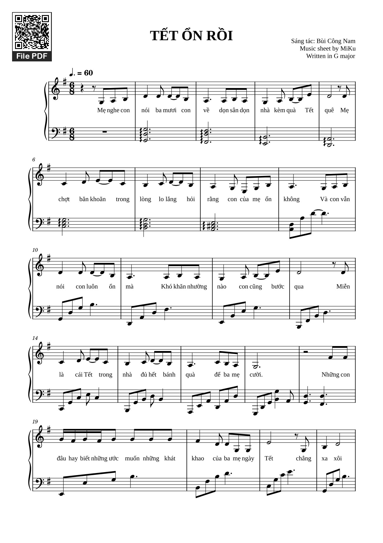 Sheet PDF of TẾT ỔN RỒI Sheet Piano