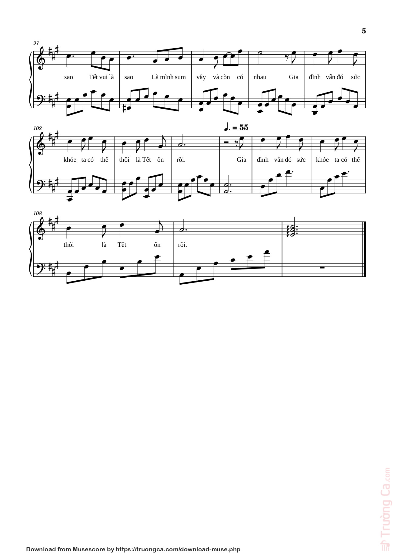 Page 5 of Sheet music PDF TẾT ỔN RỒI Sheet Piano -  Bùi Công Nam
