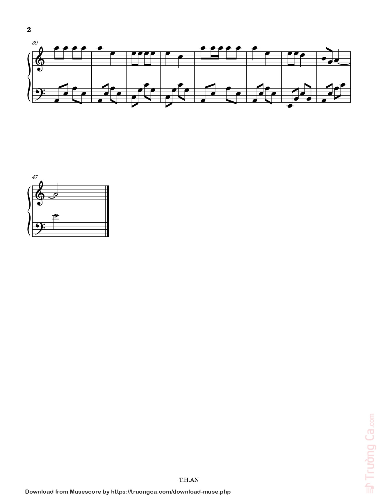 Page 2 of Sheet music PDF Ngày Tết quê em Sheet Piano - Tranhongan110