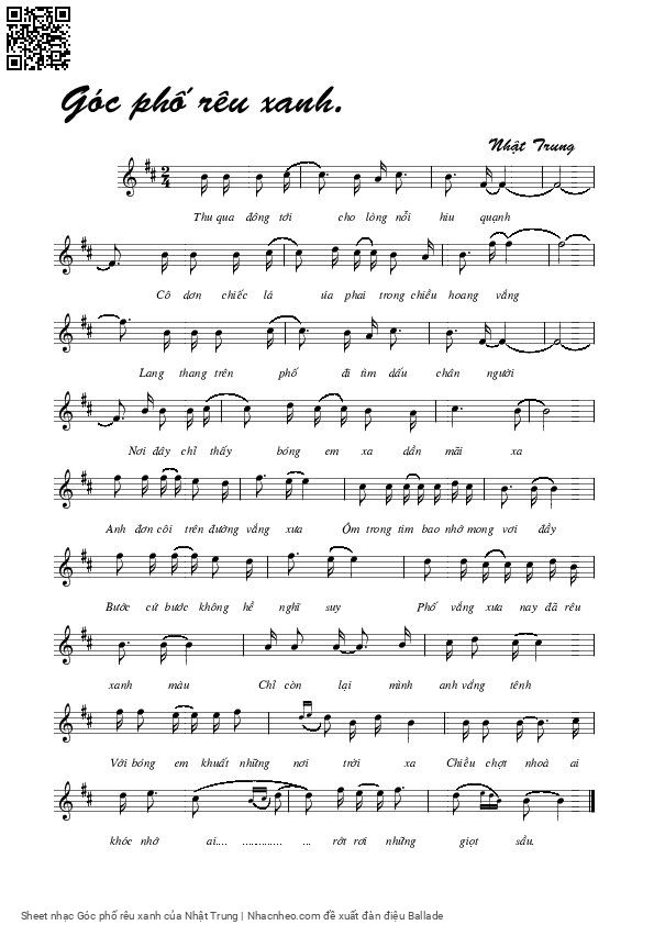 Sheet PDF of Góc phố rêu xanh