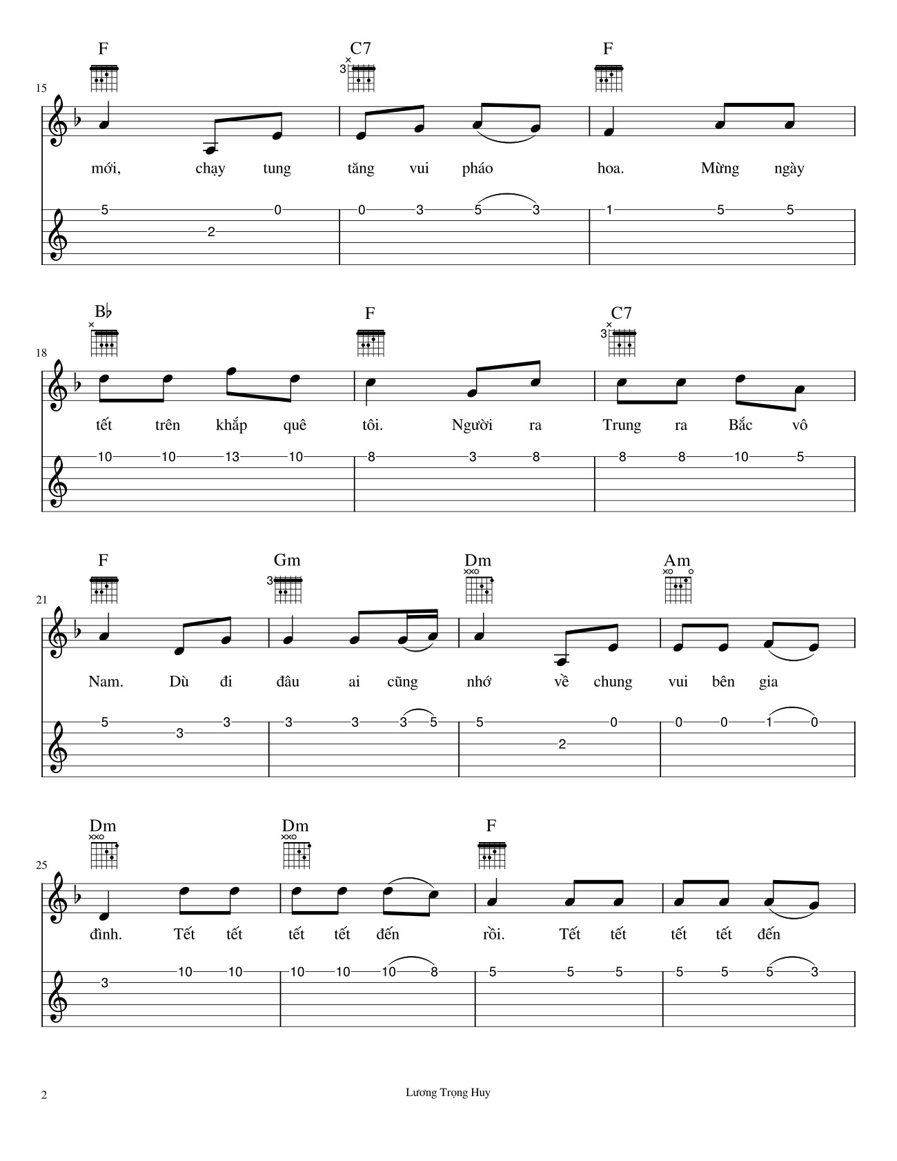 Page 2 of Sheet music PDF Ngày tết quê em Sheet Guitar TAB - TrongHuy@10