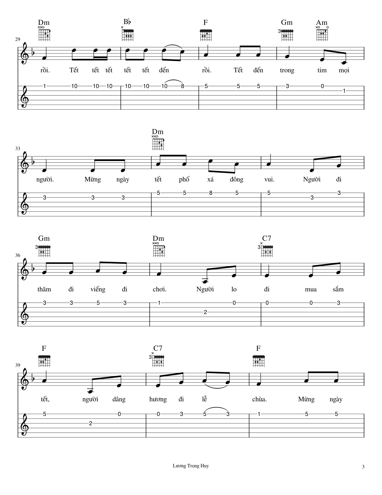 Page 3 of Sheet music PDF Ngày tết quê em Sheet Guitar TAB - TrongHuy@10