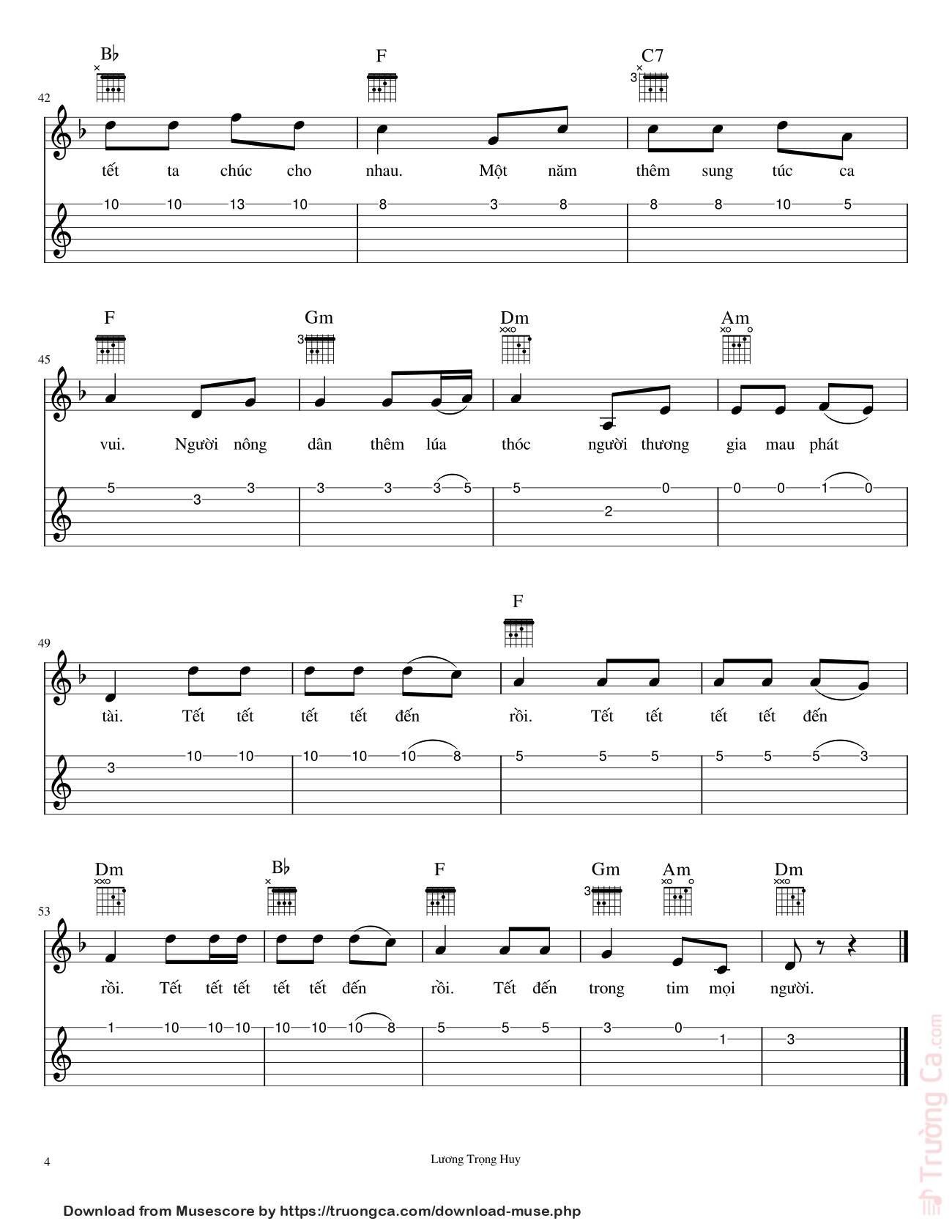 Page 4 of Sheet music PDF Ngày tết quê em Sheet Guitar TAB - TrongHuy@10