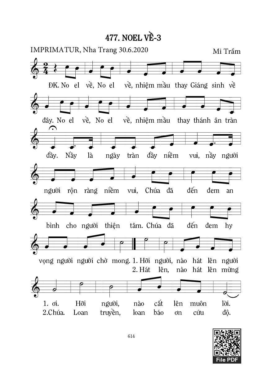 Page 1 of Sheet music PDF Noel Về Iii - Mi Trầm
