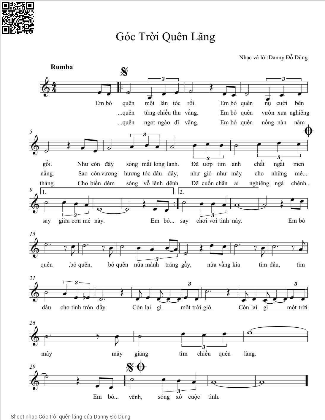 Sheet PDF of Góc trời quên lãng