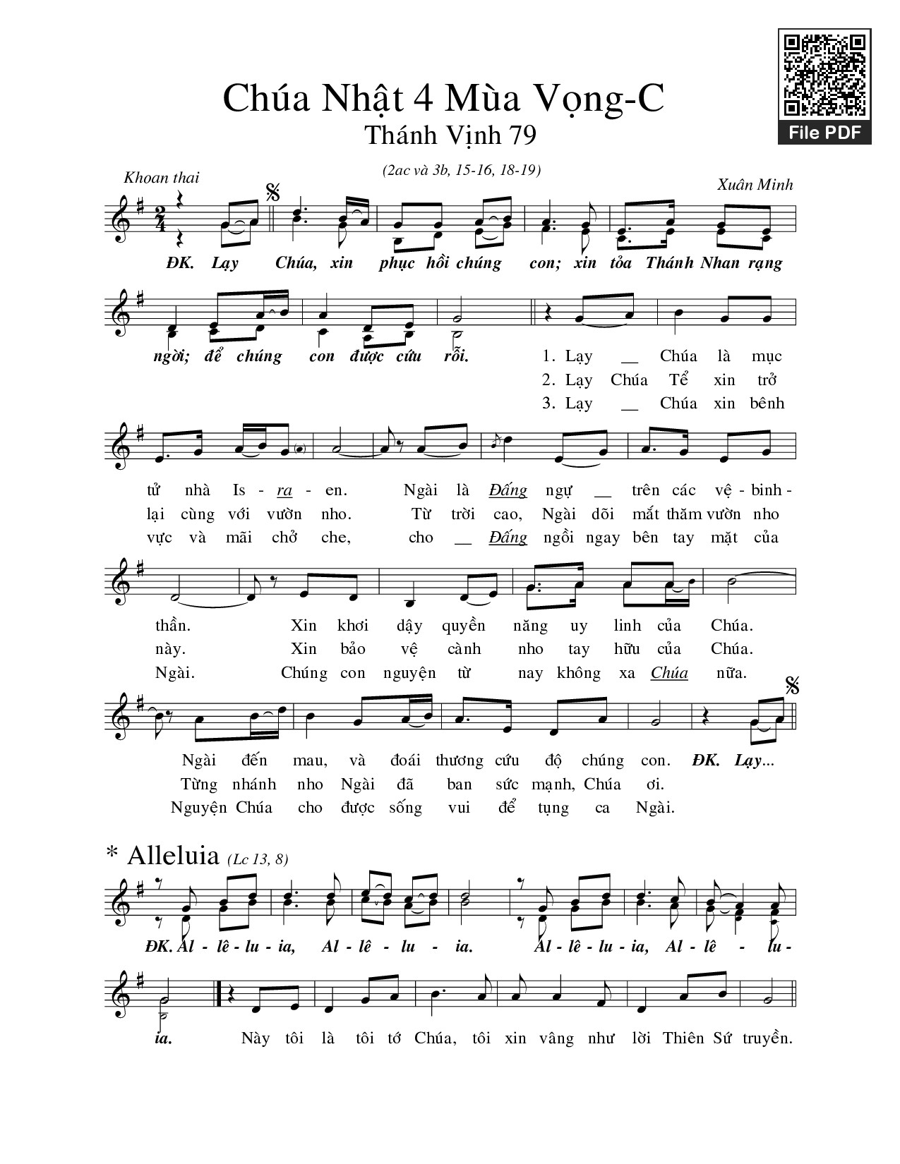 Thánh Vịnh 79, Chúa Nhật 4C Mùa Vọng