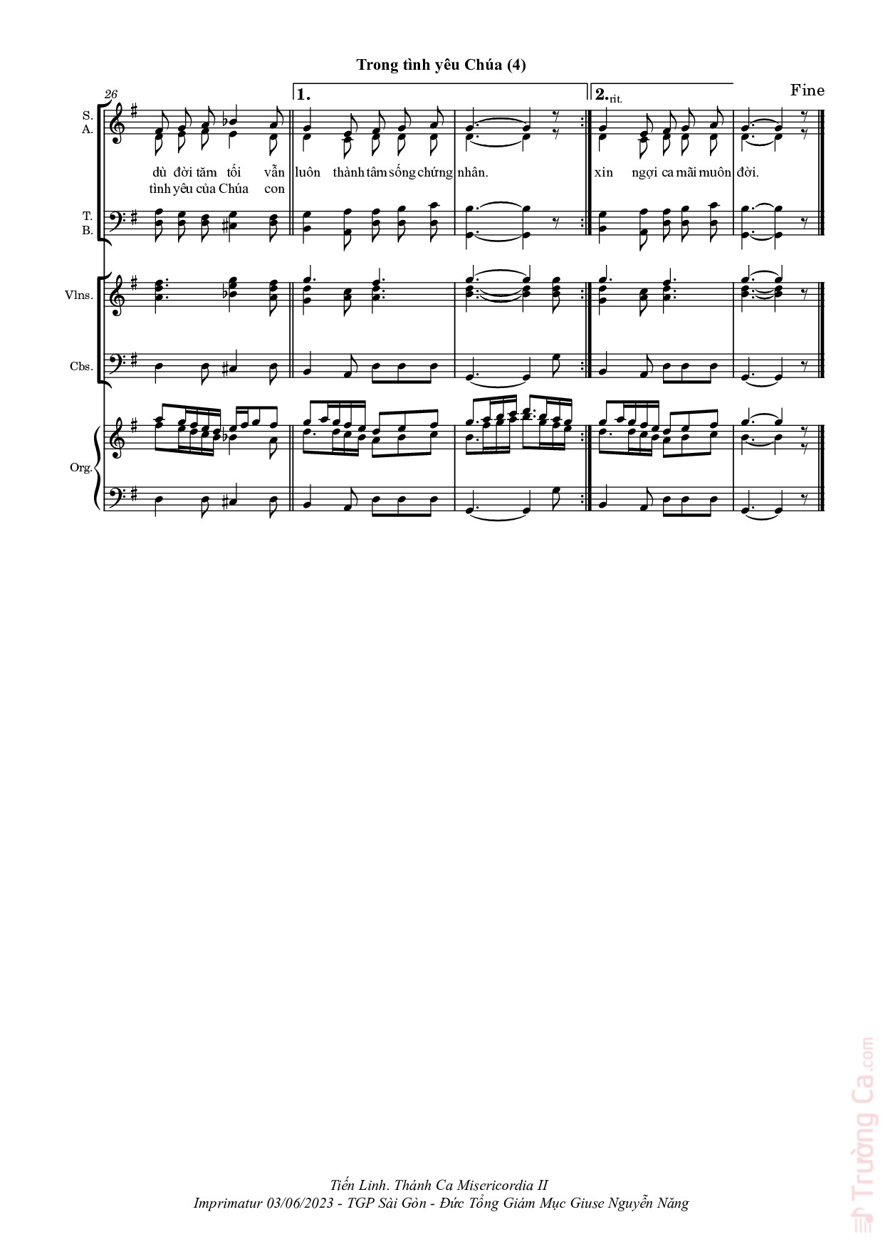 Page 4 of Sheet music PDF Trong Tình Yêu Chúa - Tiến Linh