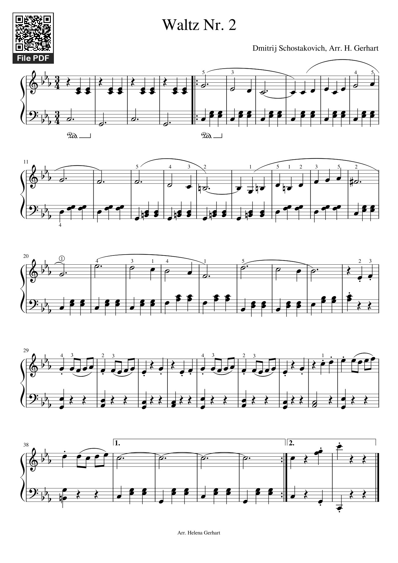 Page 1 of Sheet music PDF Waltz Nr. 2 Sheet Piano - Geri340