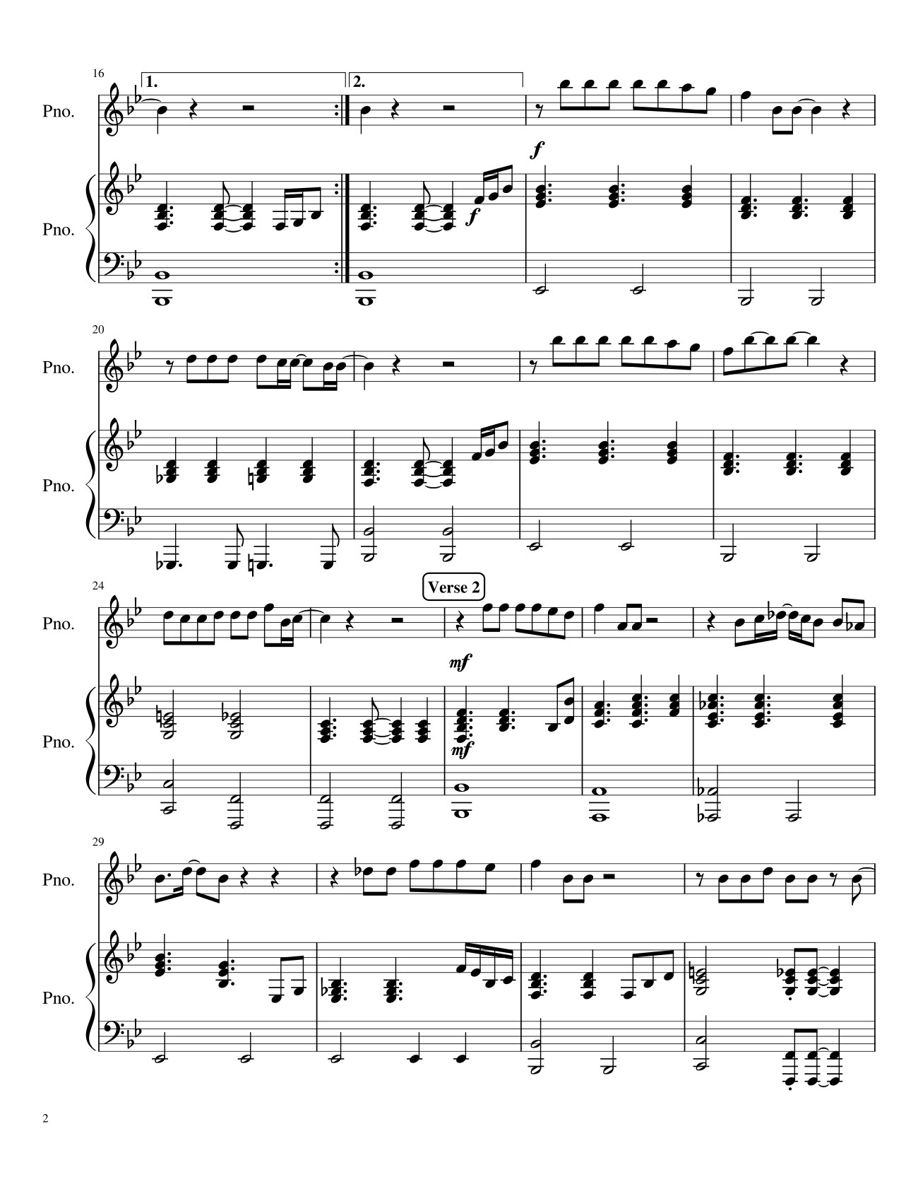Page 2 of Sheet music PDF Make You Feel My Love Sheet Piano - Spencercook