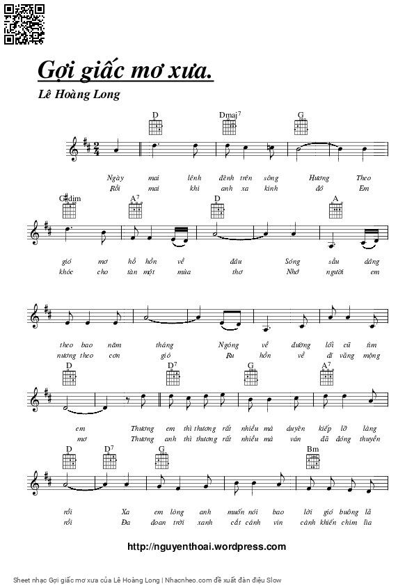 Page 1 of Sheet music PDF Gợi giấc mơ xưa - Lê Hoàng Long