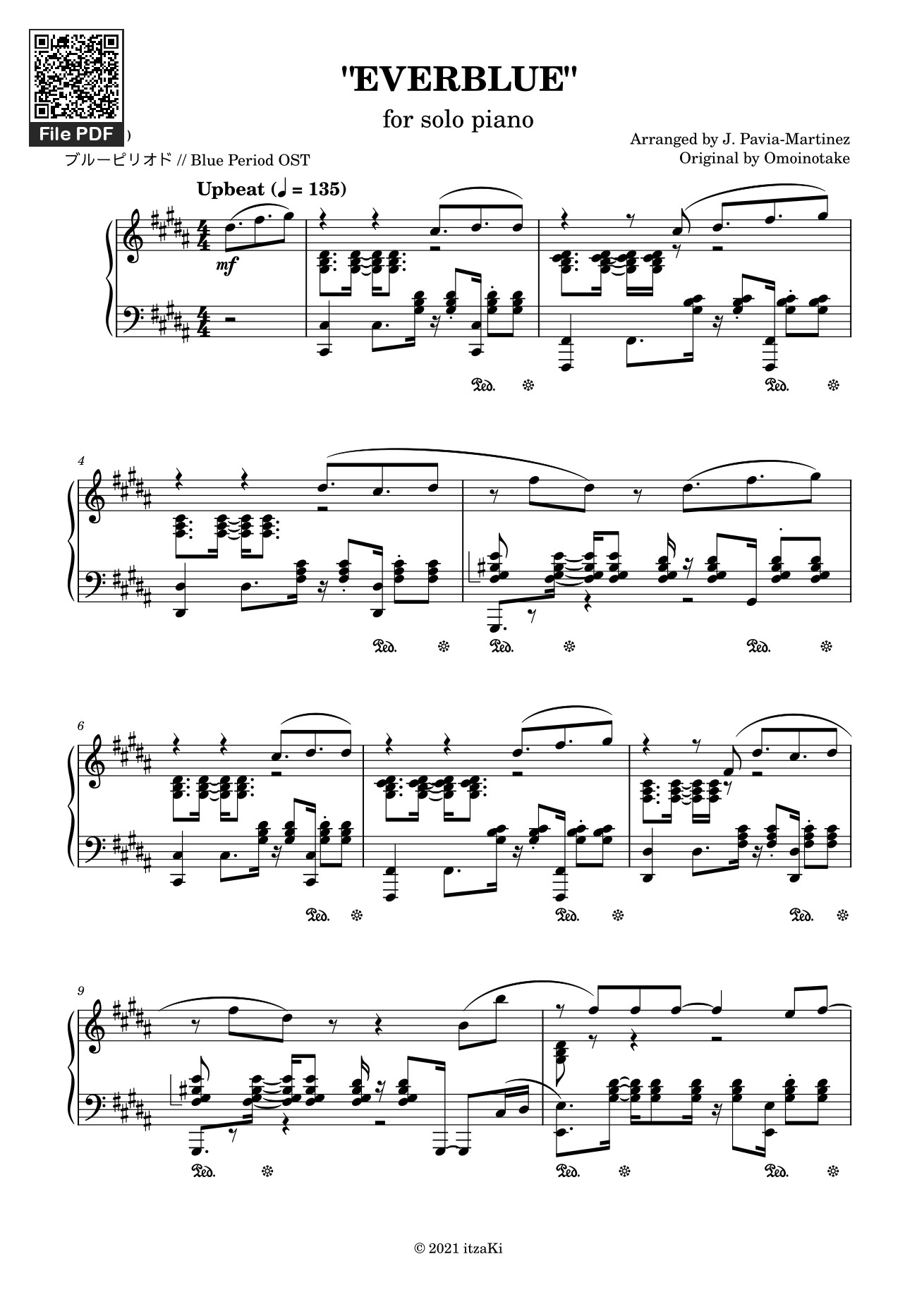 Page 1 of Sheet music PDF Piano EVERBLUE - Blue Period OP - ItzaKi