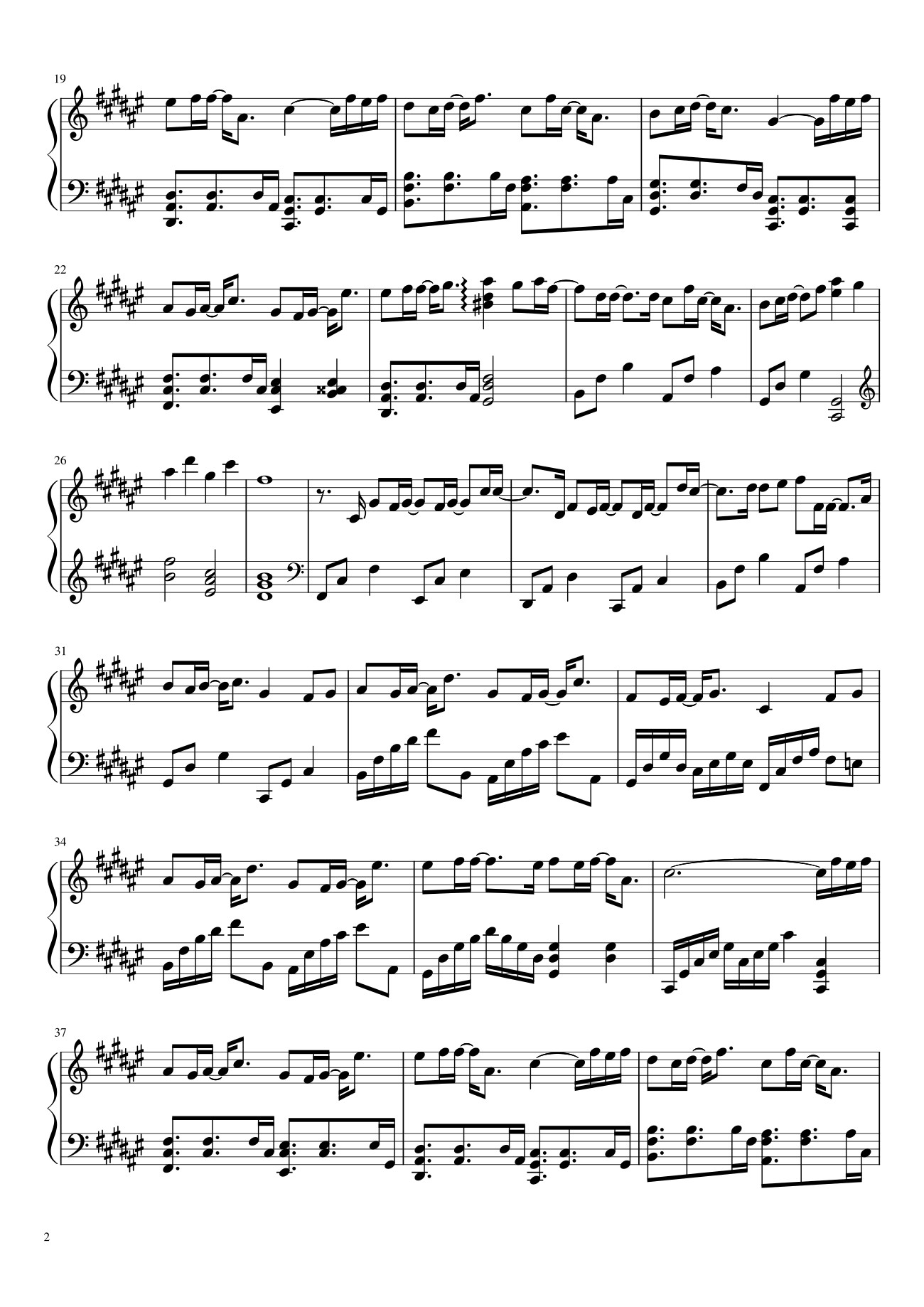 Page 2 of Sheet music PDF 想见你想见你想见你 Sheet Piano - IiLiniesta