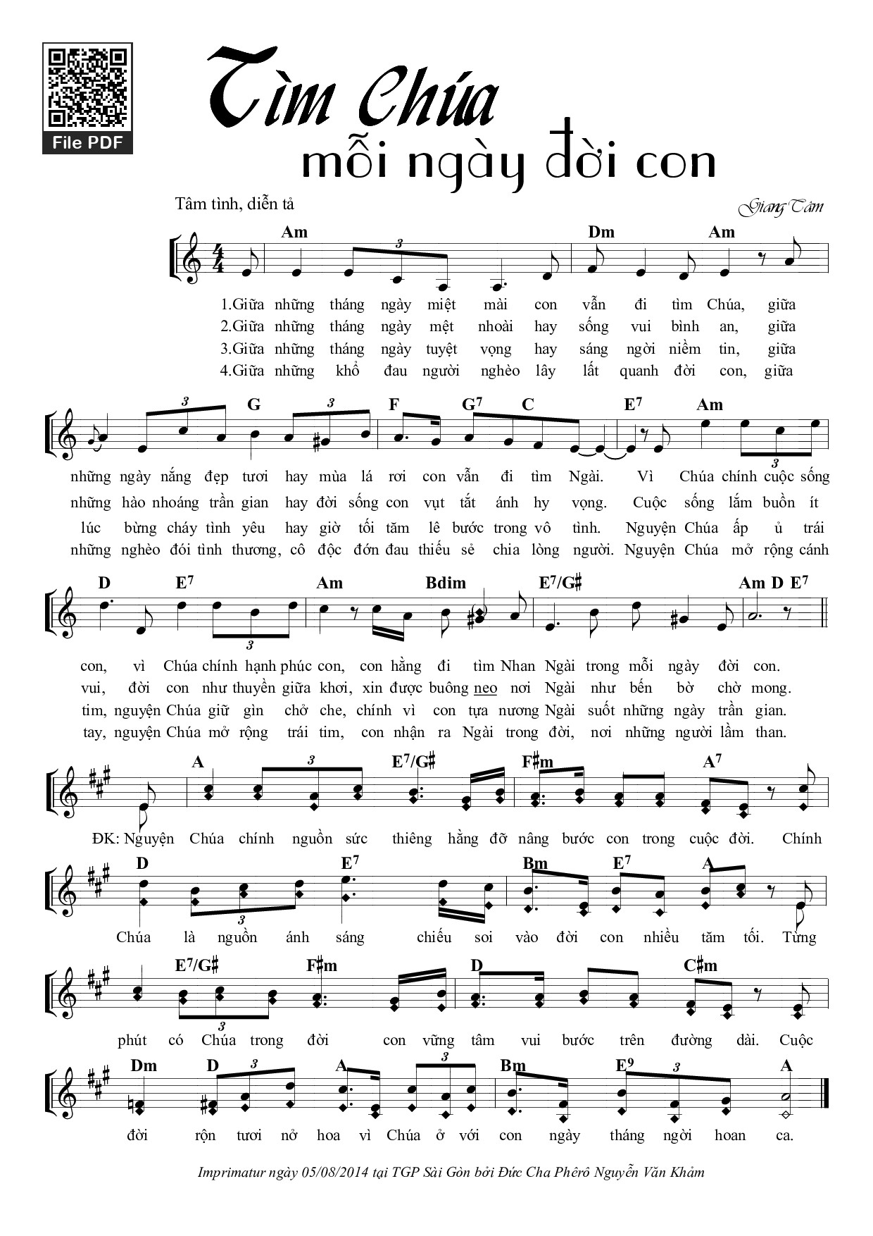 Sheet PDF of Tìm Chúa Mỗi Ngày Đời Con