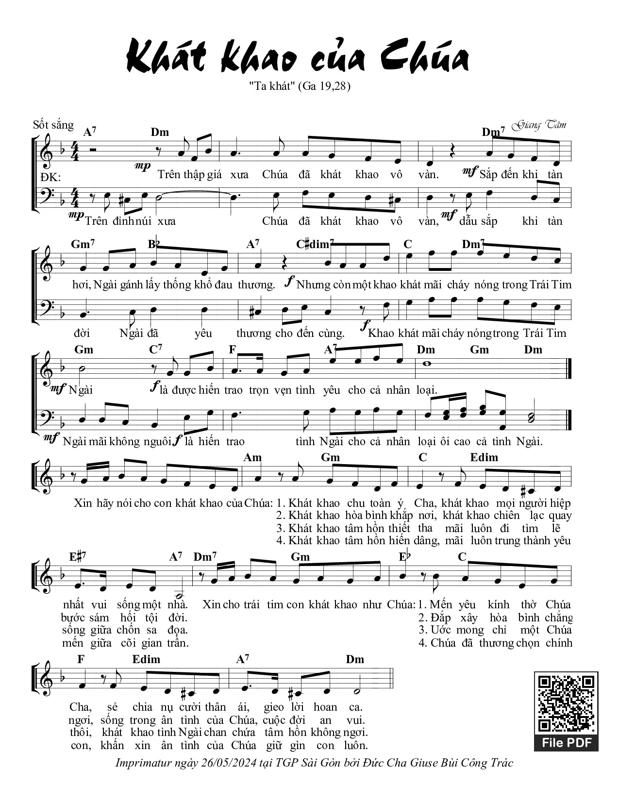 Sheet PDF of Khát Khao Của Chúa