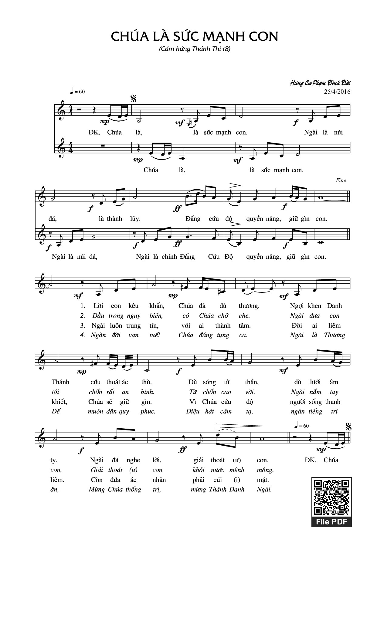 Sheet PDF of Chúa Là Sức Mạnh Con