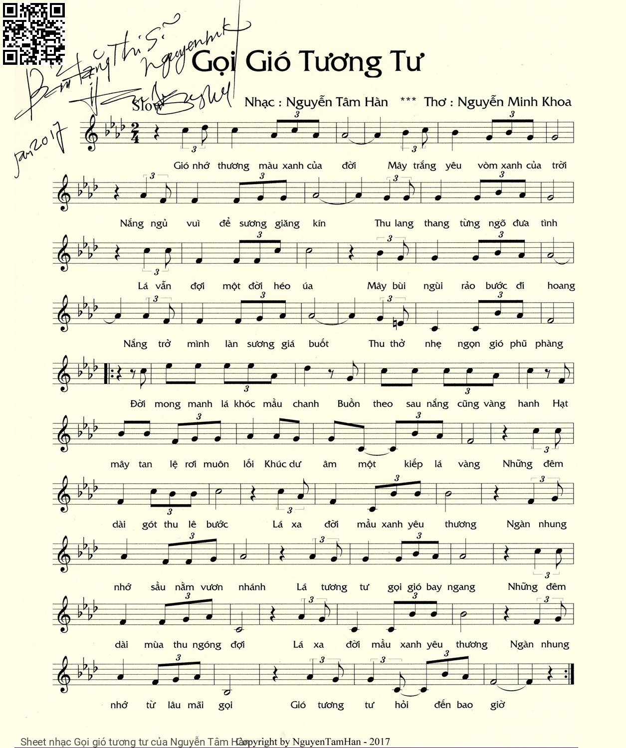 Sheet PDF of Gọi gió tương tư