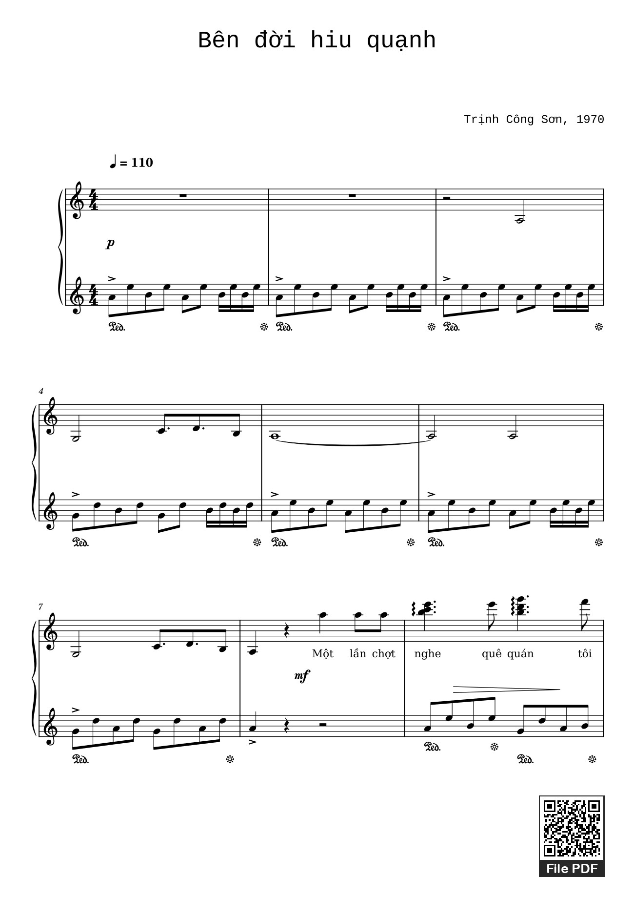 Sheet PDF of Bên đời hiu quạnh Sheet Piano