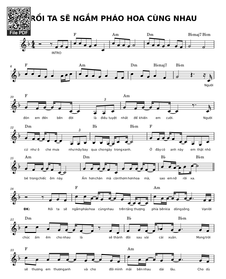 Sheet PDF of Rồi ta sẽ ngắm pháo hoa cùng nhau