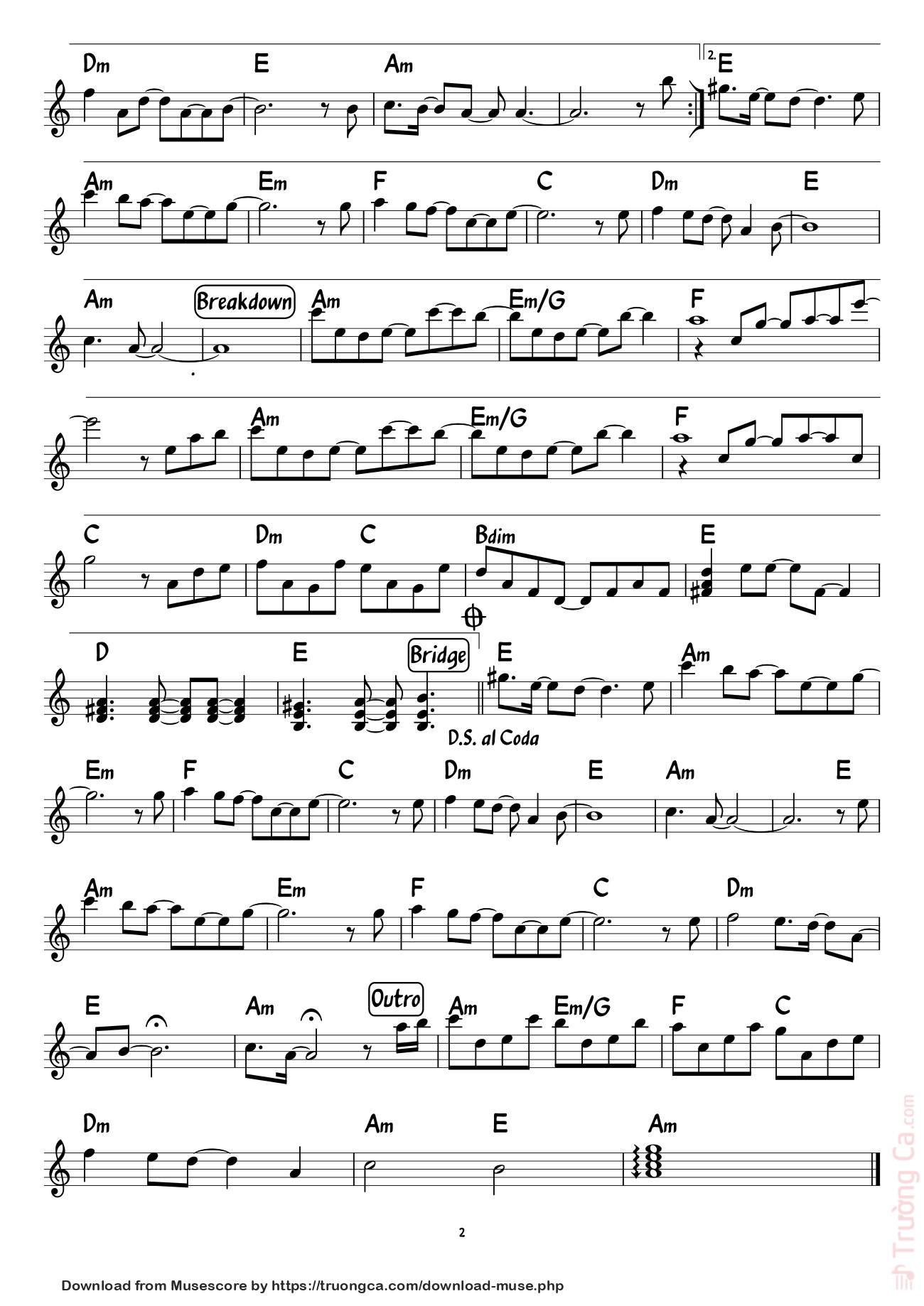 Page 2 of Sheet music PDF Xin lỗi - Hoàng Lê Nhât Thanh