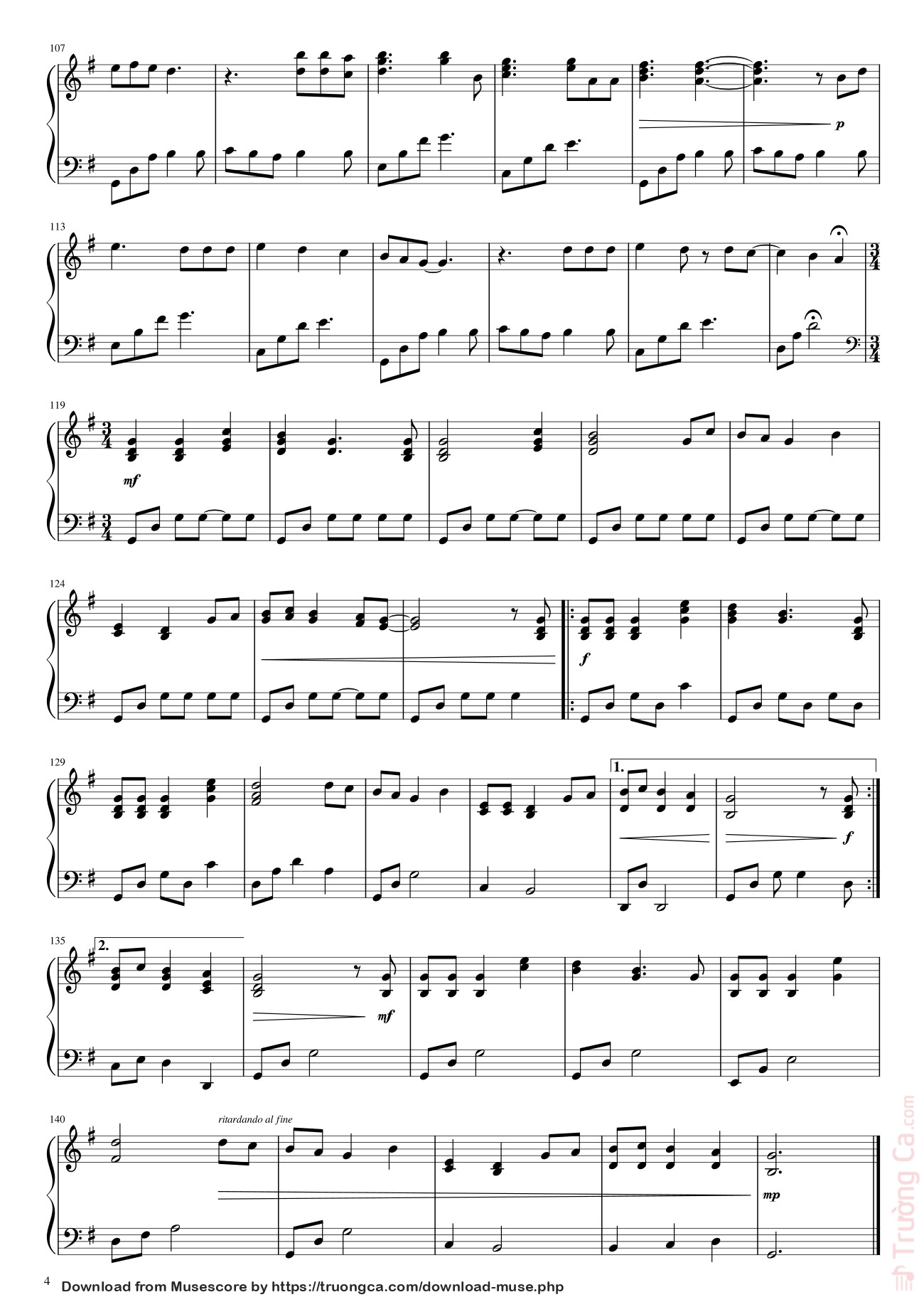 Page 4 of Sheet music PDF The Holly and the Ivy George Winston
 Sheet Piano - Shortened and easier 