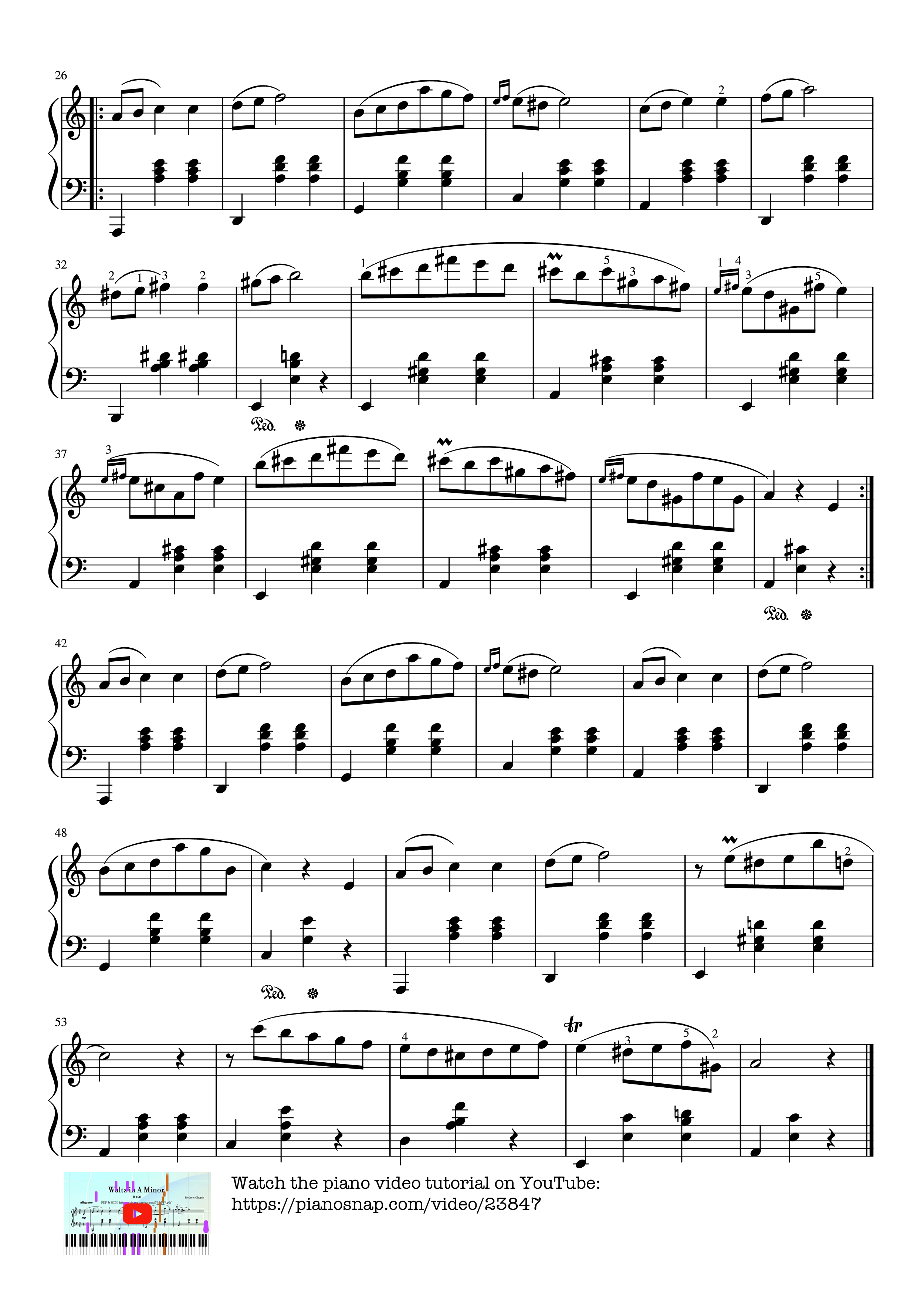 Page 2 of Sheet music PDF Piano Waltz in A Minor (Chopin) Piano EASY - DimitrisG1