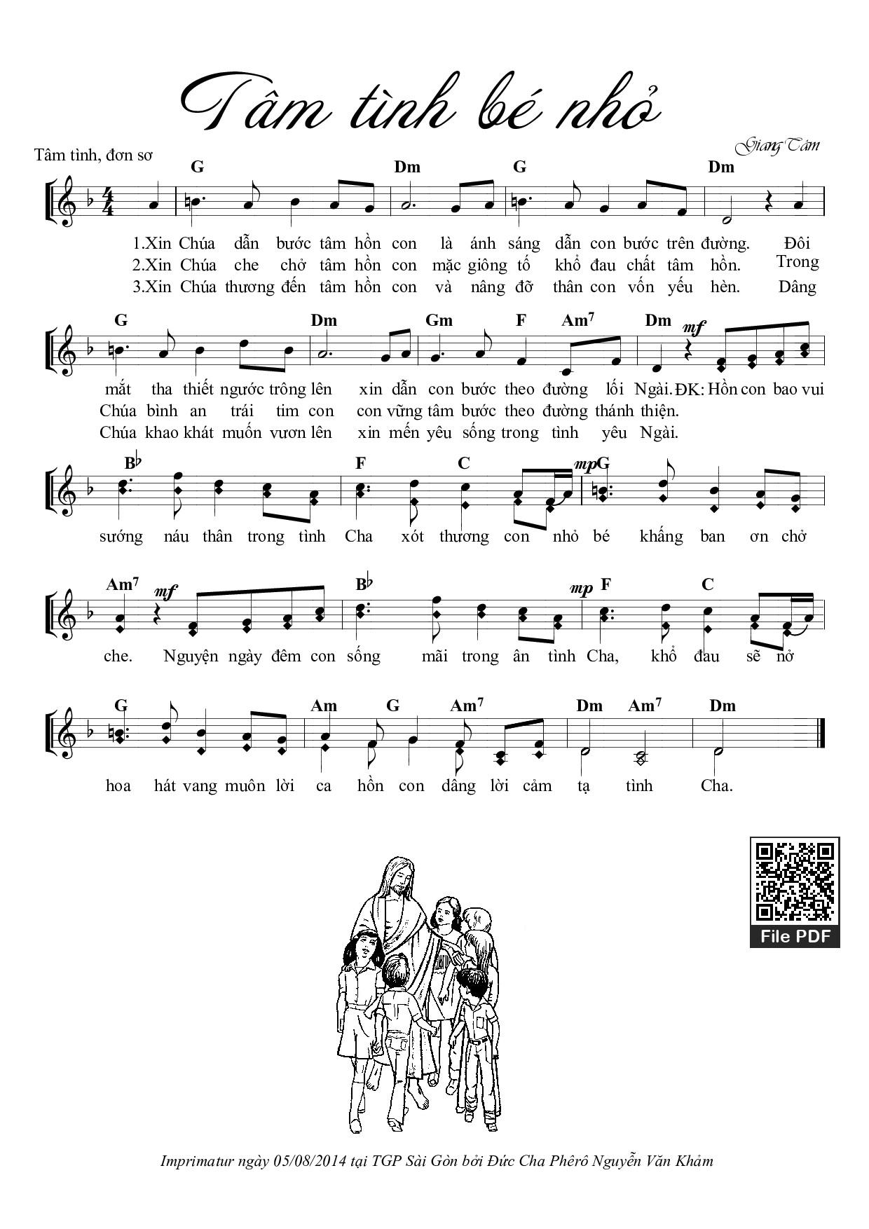 Page 1 of Sheet music PDF Tâm Tình Bé Nhỏ - Giang Tâm