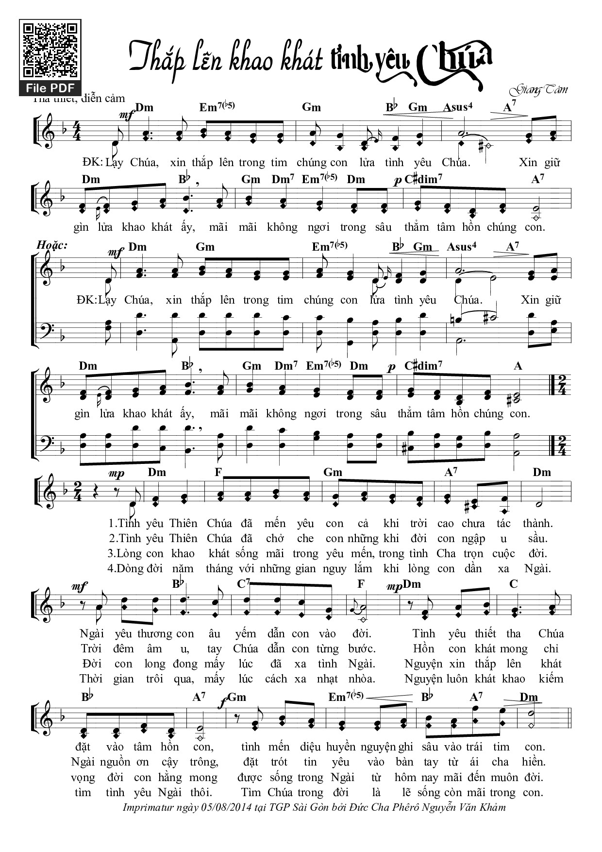 Sheet PDF of Thắp Lên Khao Khát Tình Yêu Chúa