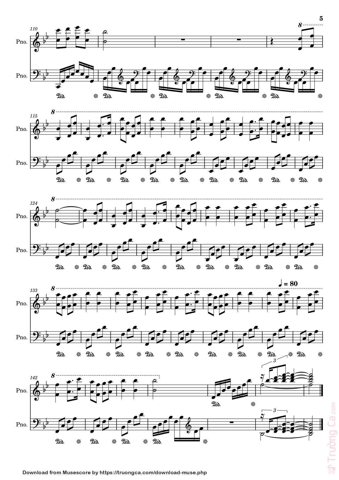 Page 5 of Sheet music PDF Xuân đã về Sheet Piano - Minh Kỳ