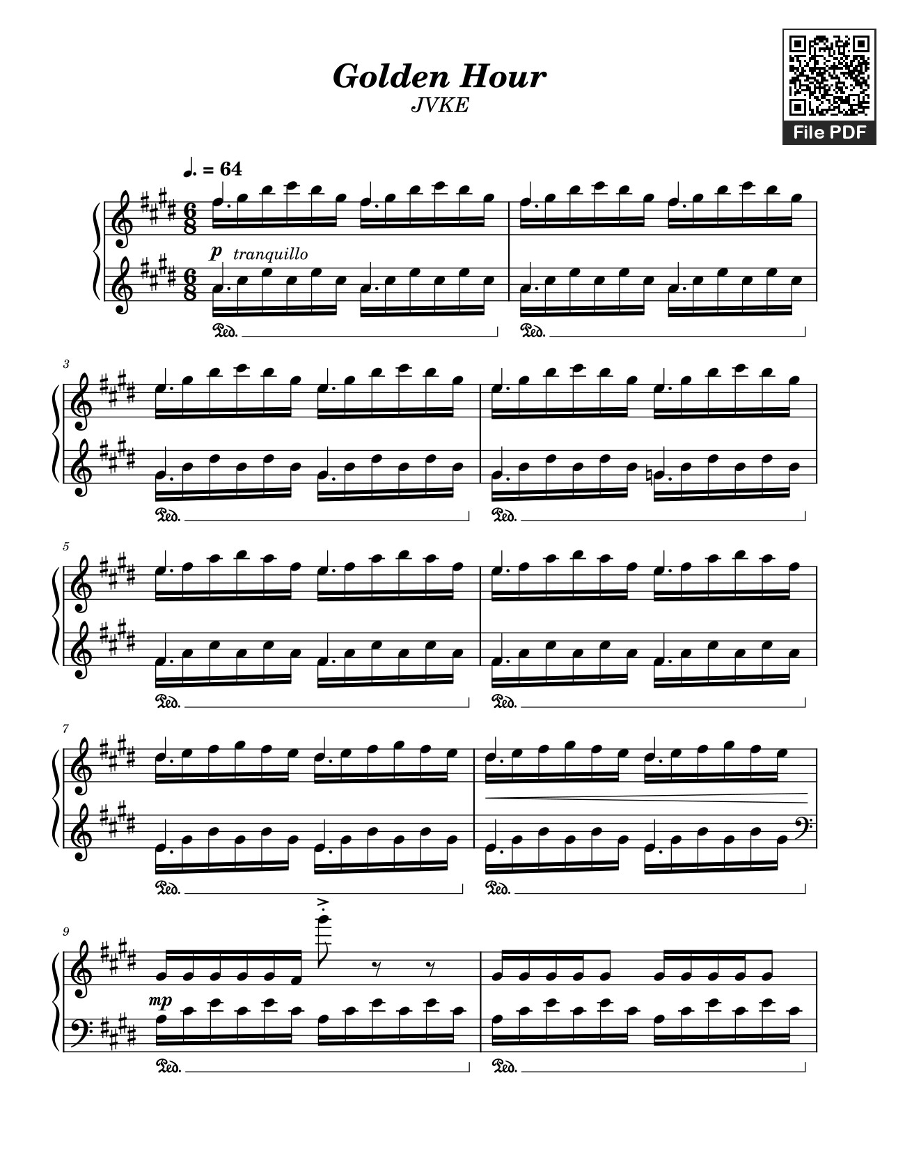 Sheet PDF of Golden Hour JVKE Sheet Piano