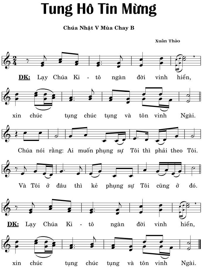 Page 2 of Sheet music PDF Thtm. Chúa Nhật 5 Mùa Chay - Xuân Thảo