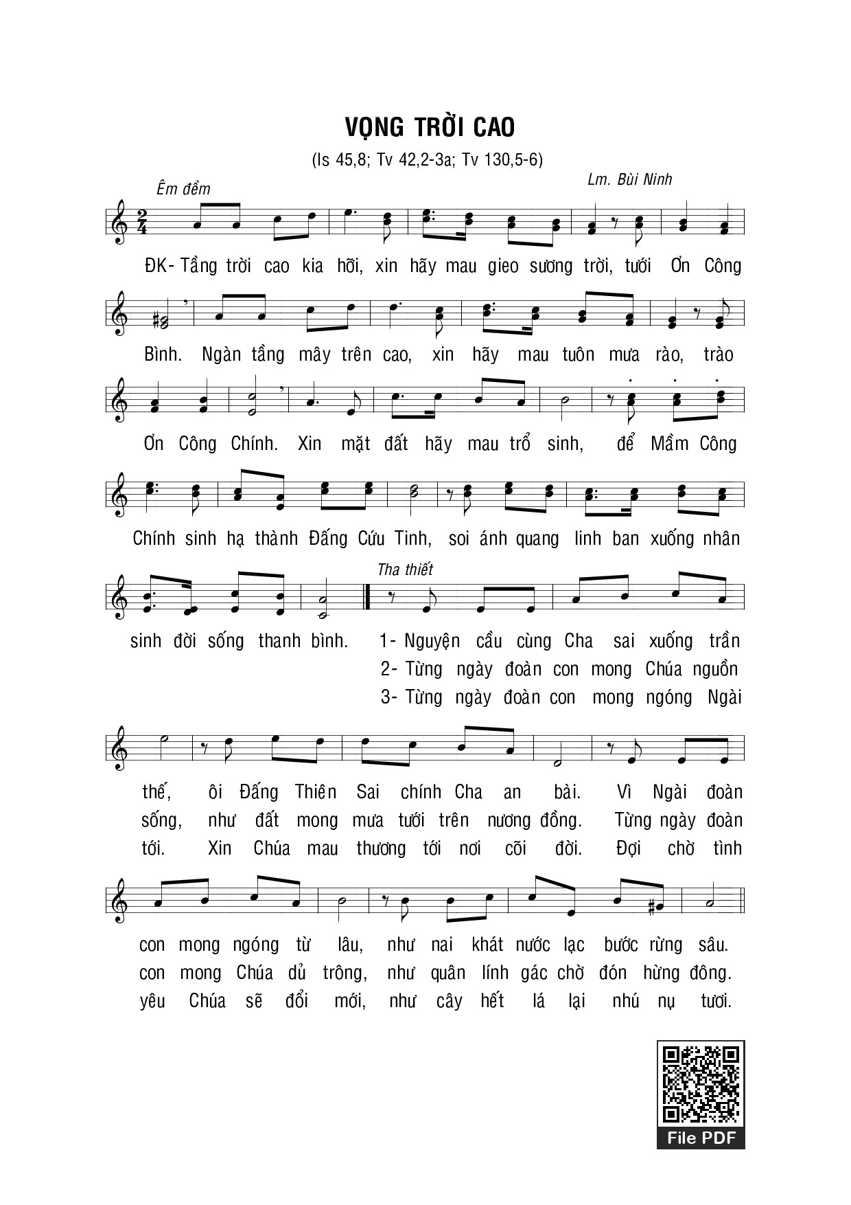 Sheet PDF of Vọng Trời Cao