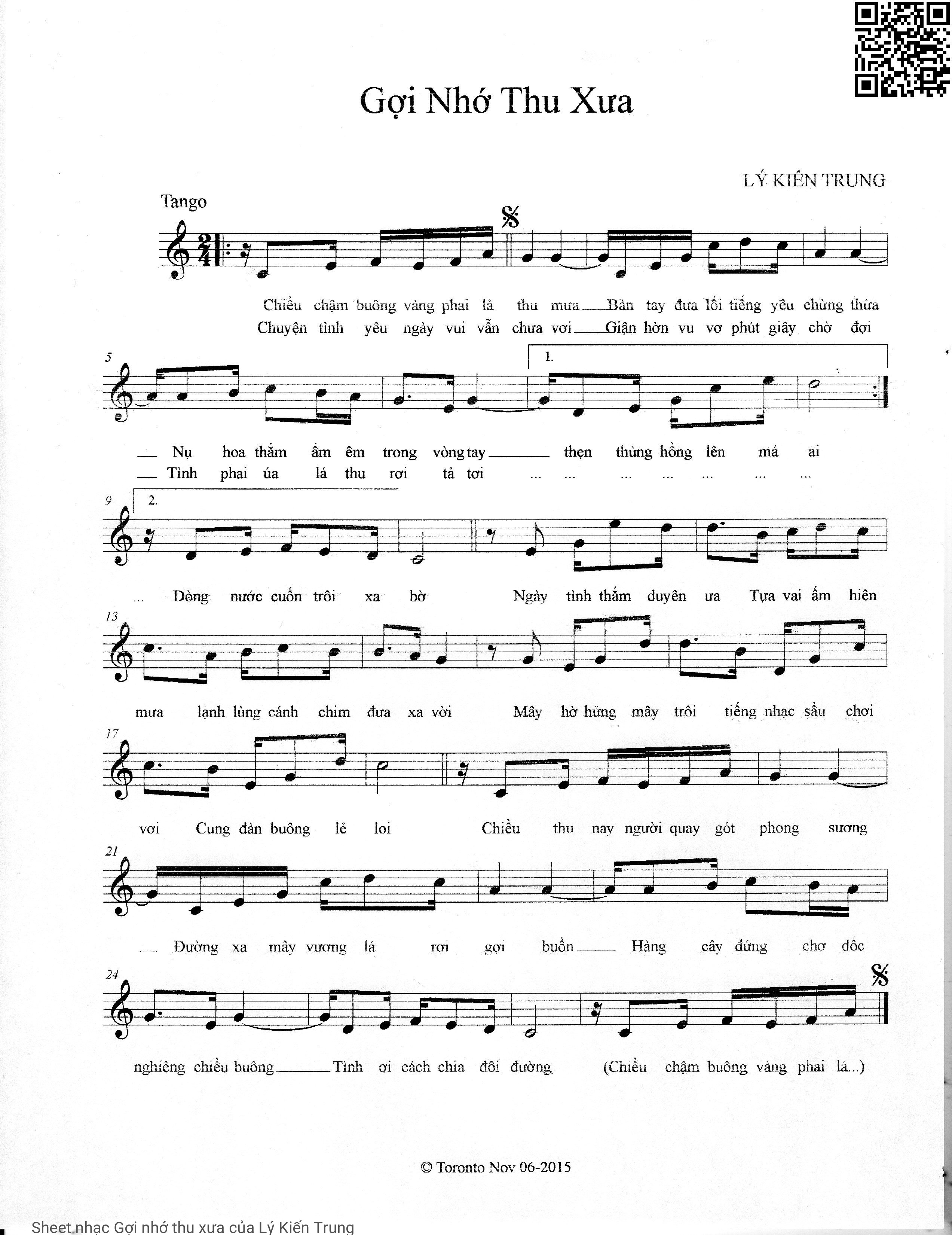 Sheet PDF of Gợi nhớ thu xưa