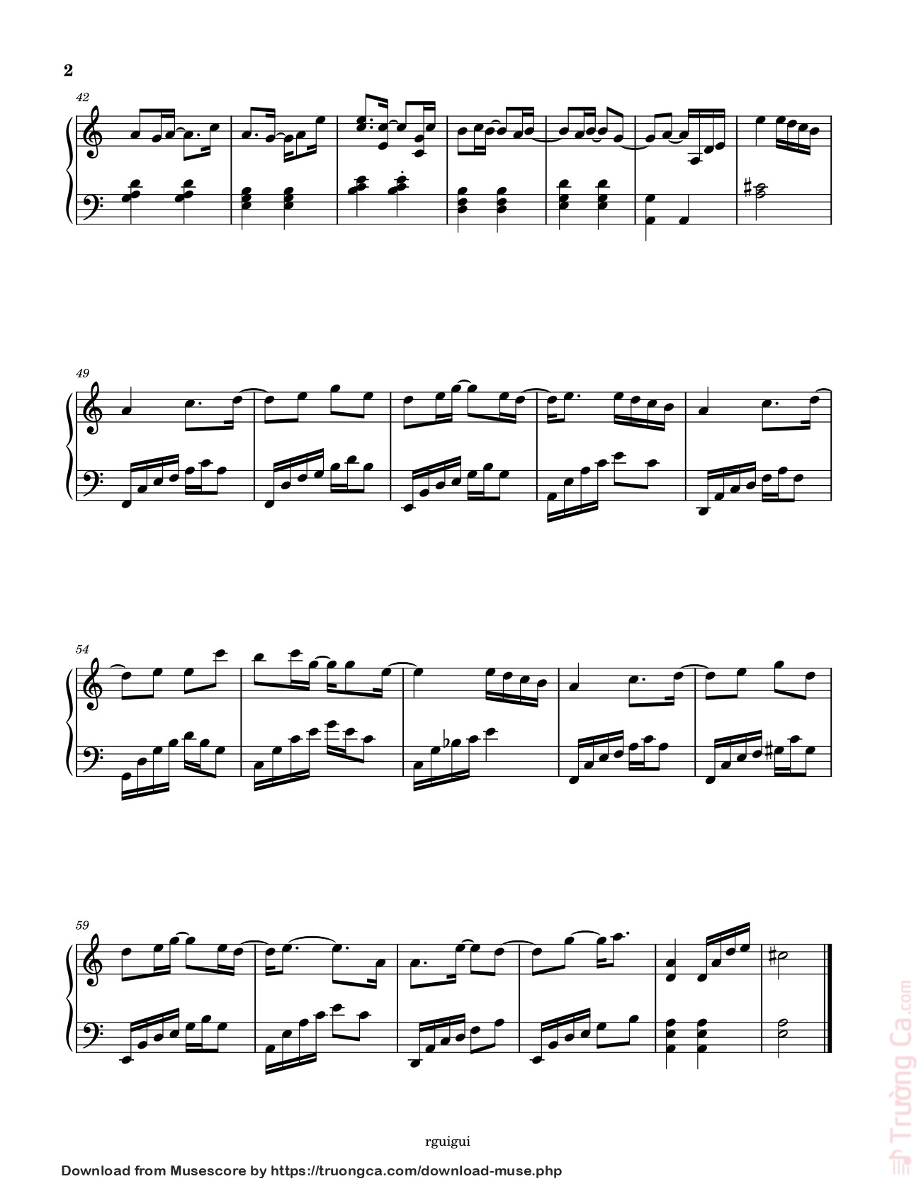 Page 2 of Sheet music PDF Tháng Tư Là Lời Nói Dối Của Em Sheet Piano - Hà Anh Tuấn