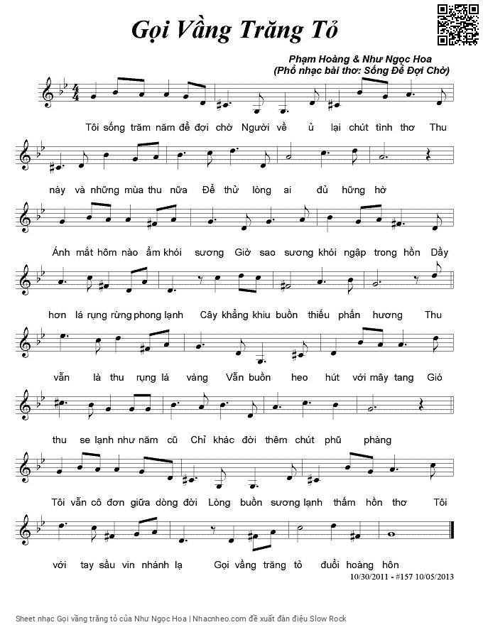 Page 1 of Sheet music PDF Gọi vầng trăng tỏ - Như Ngọc Hoa