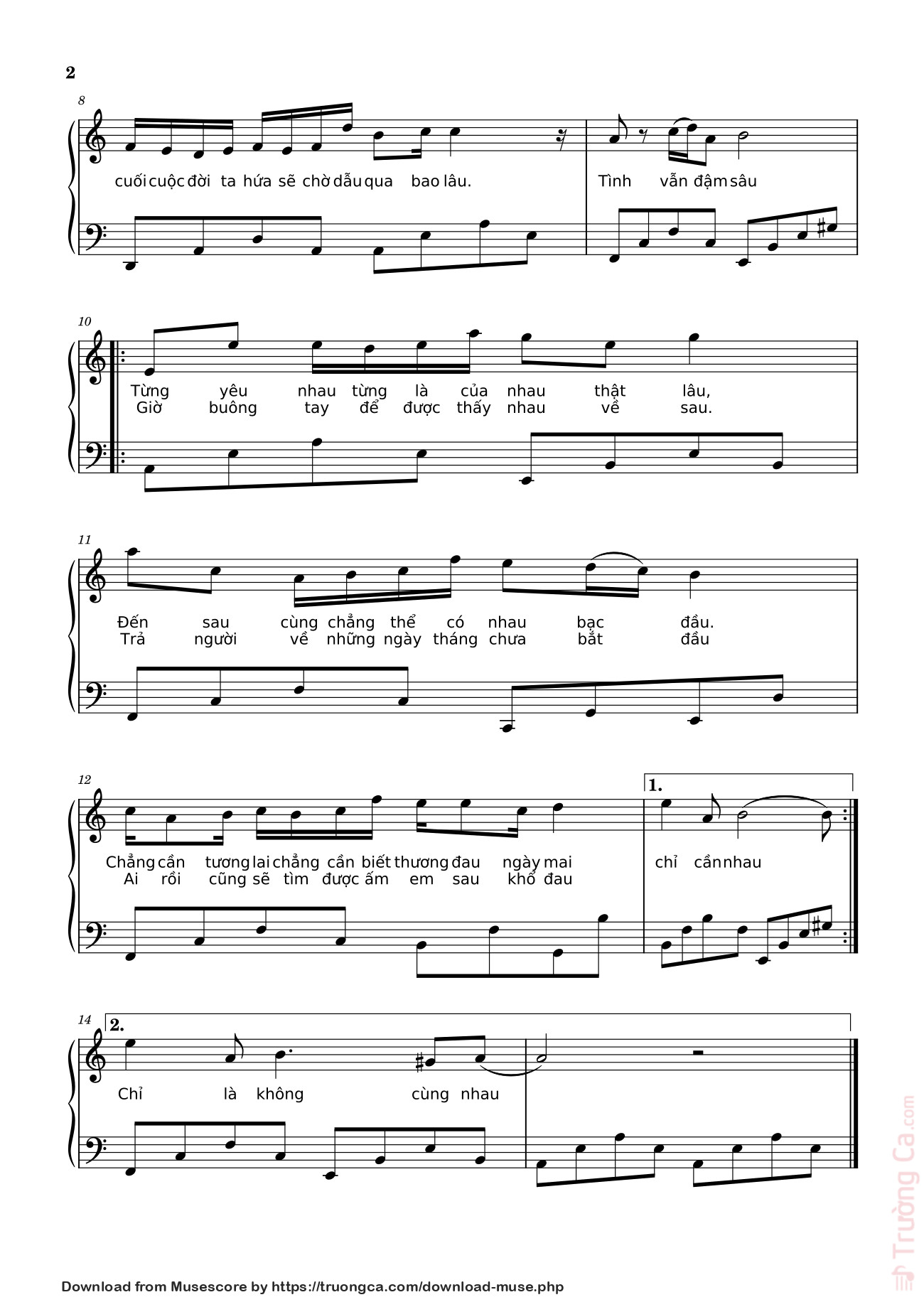 Page 2 of Sheet music PDF Chỉ Là Không Cùng Nhau Sheet Piano - Doanduchoa156