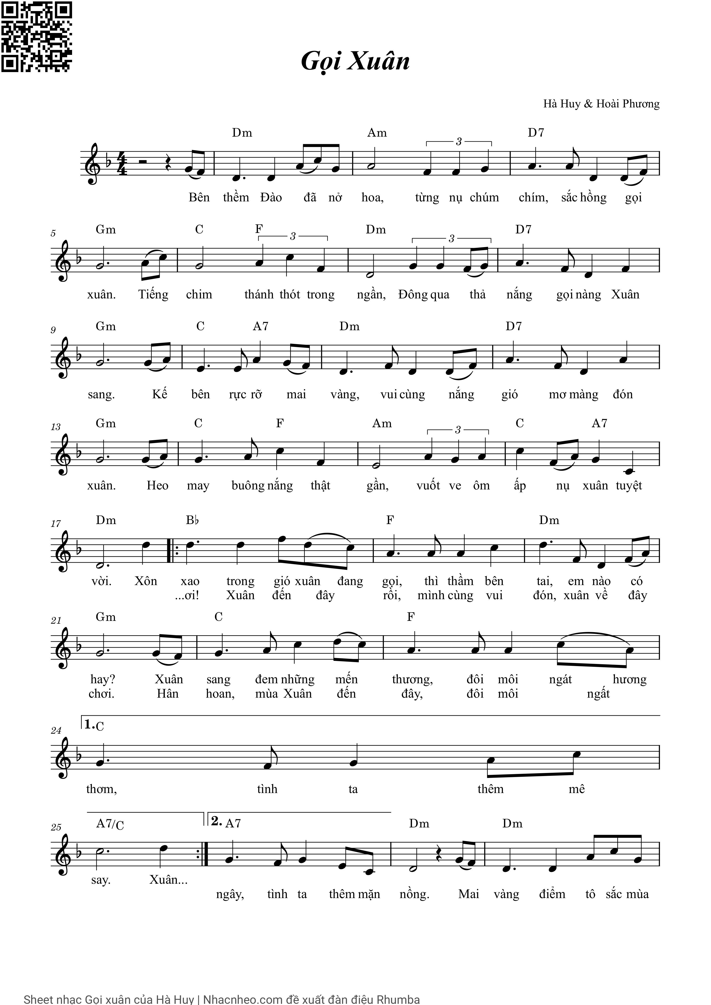 Page 3 of Sheet music PDF Gọi xuân - Hà Huy