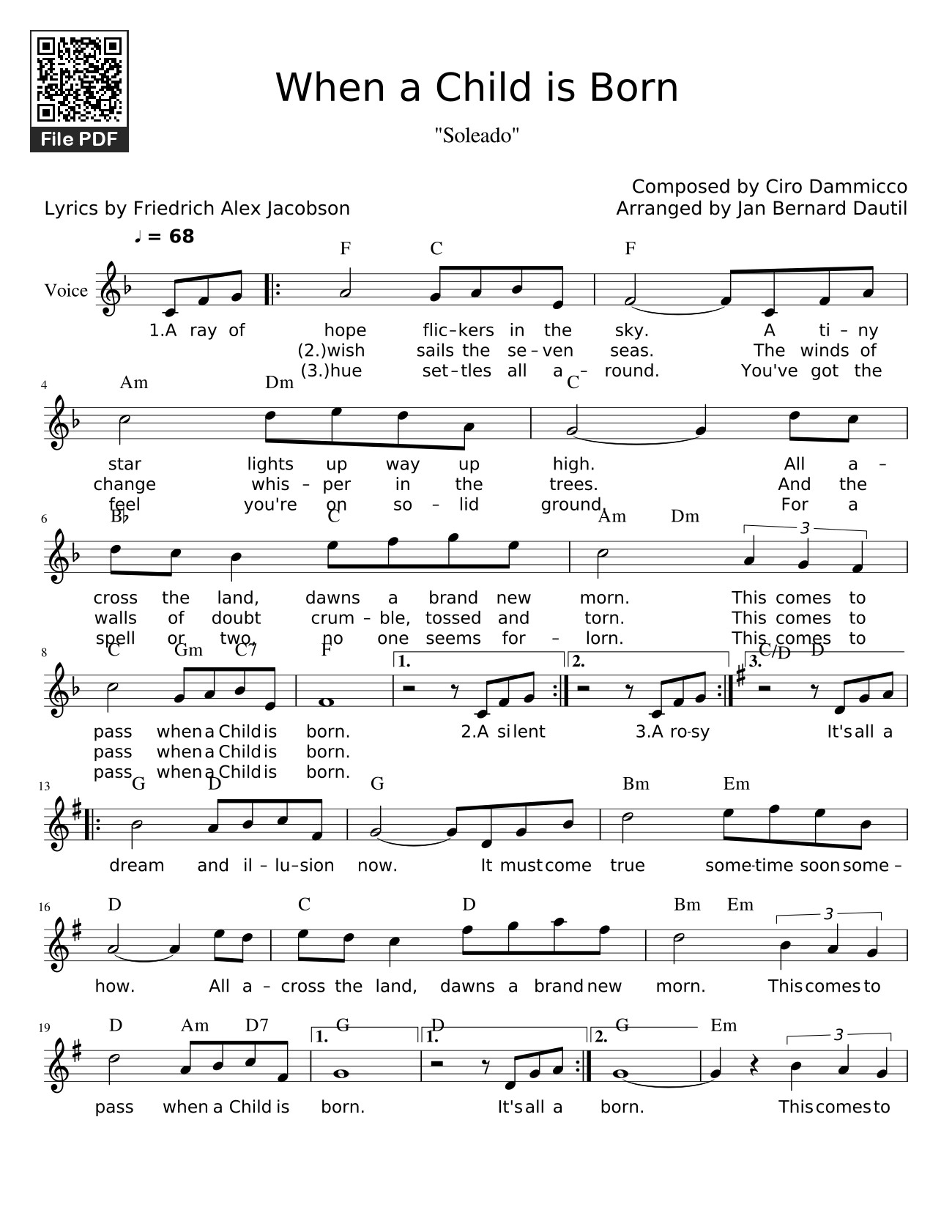 Sheet PDF of When a Child is Born